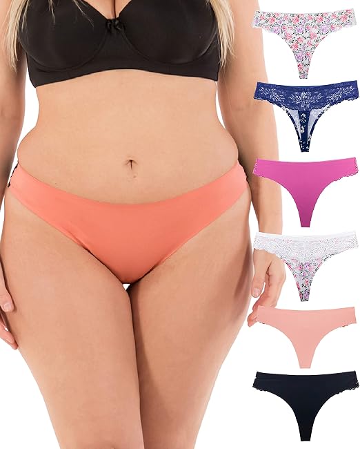 Tanga para mujer, sexy encaje en la espalda, bragas florales invisibles,  invisibles, invisibles, sin costuras, paquete de 6 unidades, talla S a  grande : Amazon.com.mx: Ropa, Zapatos y Accesorios
