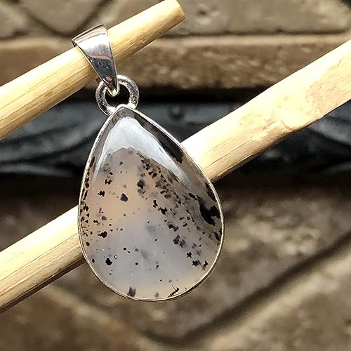 Miniatura 3 de Natural Montana Moss Agate 925 Sterling Silver Scenic Pendant 30mm