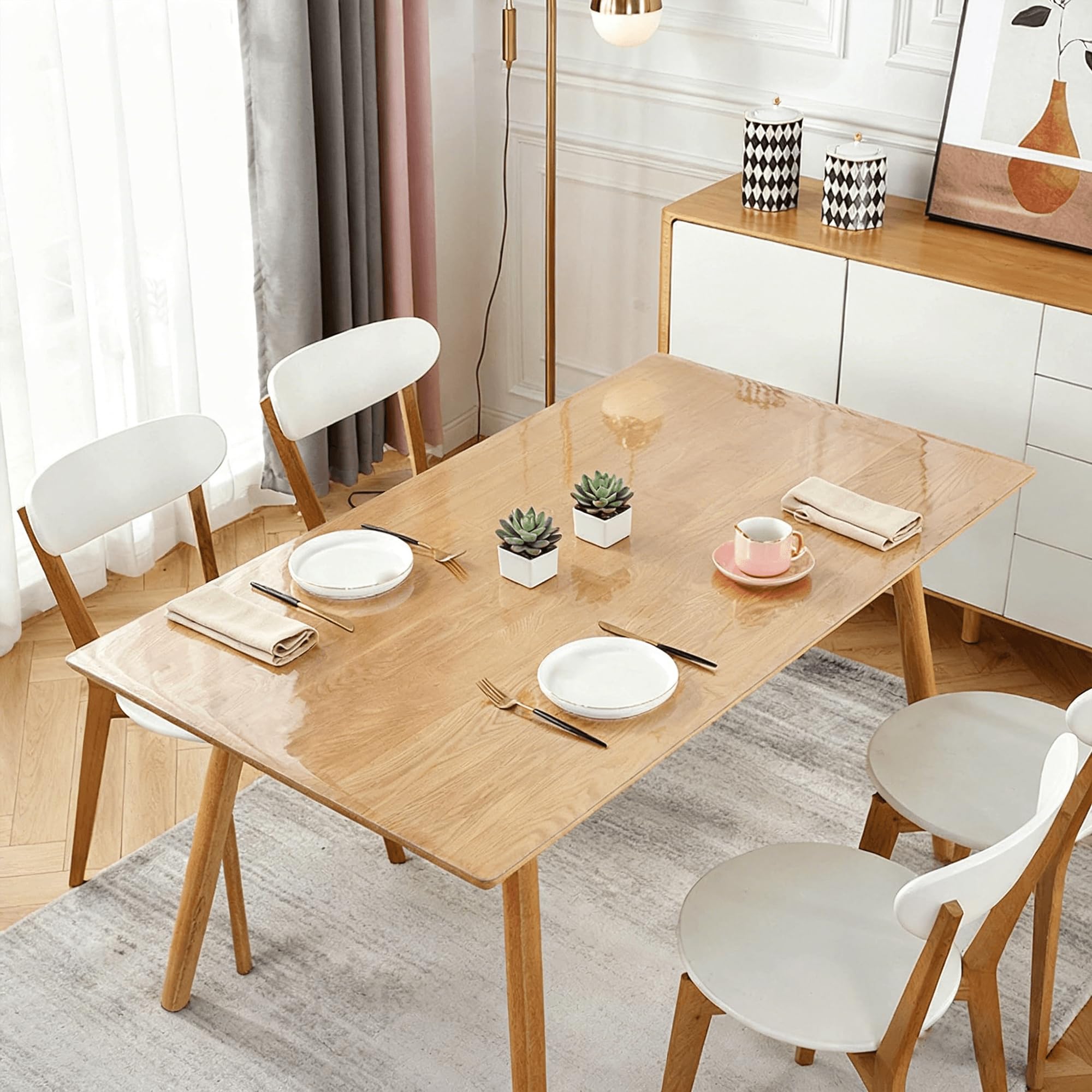 Nappe en PVC transparent pour jardin et repas de Noël extérieurs