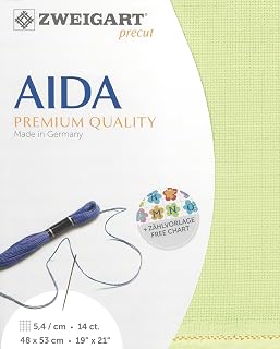 Precut Zweigart Stern-Aida 14 Count Lime 3706/6122. Needlework Canvas, Cross Stitch Fabric, Embroidery Canvas 100% Cotton
