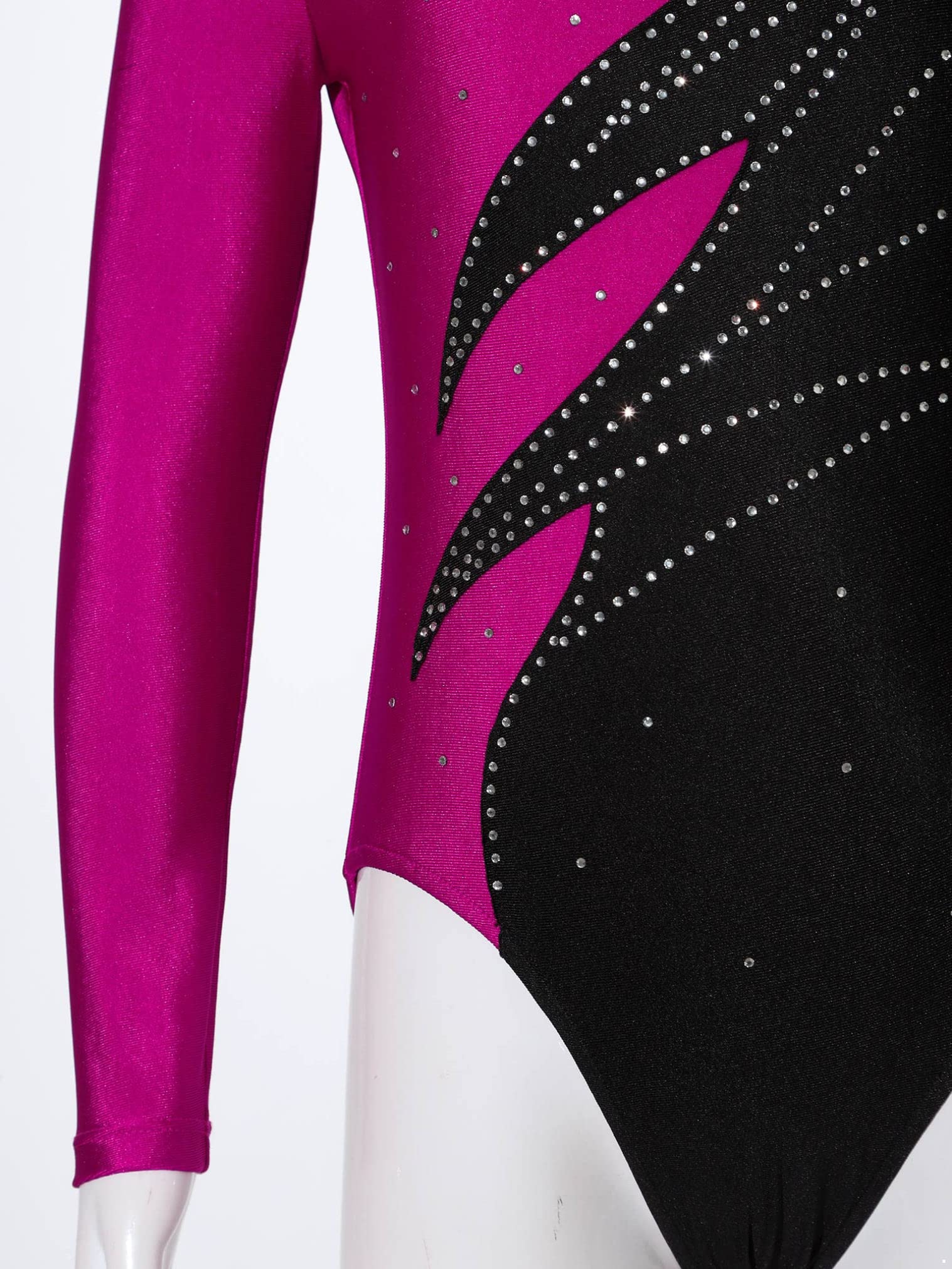 JEATHA Mädchen Glänzend Gymnastik Leotards Ballett Trikot Body Langarm Turnbody Tanz-Body Stehkragen Gymnastikbody Ballettbody Gymnastikanzug