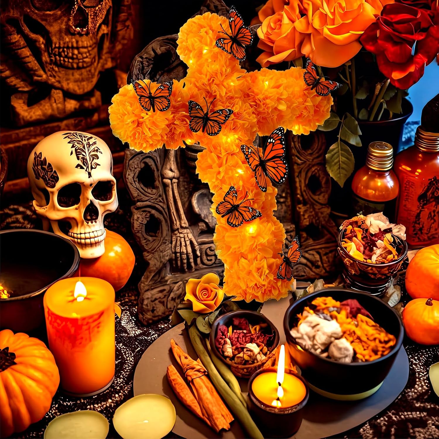 Suncalla 12 x 16 Inch Dia De Los Muertos Decorations Light up Ofrenda Decor