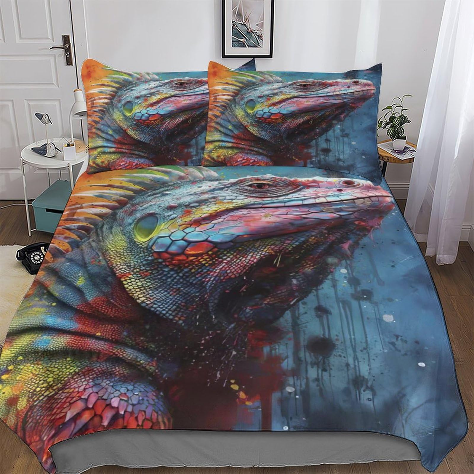 Parure de lit caméléon 3D idéale pour décorer une chambre d'enfant ou d'adulte King