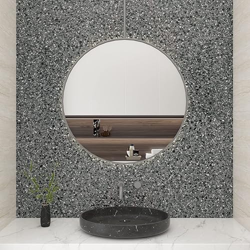 Miniatura 3 de CRE8TIVE Papel adhesivo de granito negro claro para encimeras, impermeable, de terrazo, despegar y pegar, extraíble, autoadhesivo, vinilo brillante,