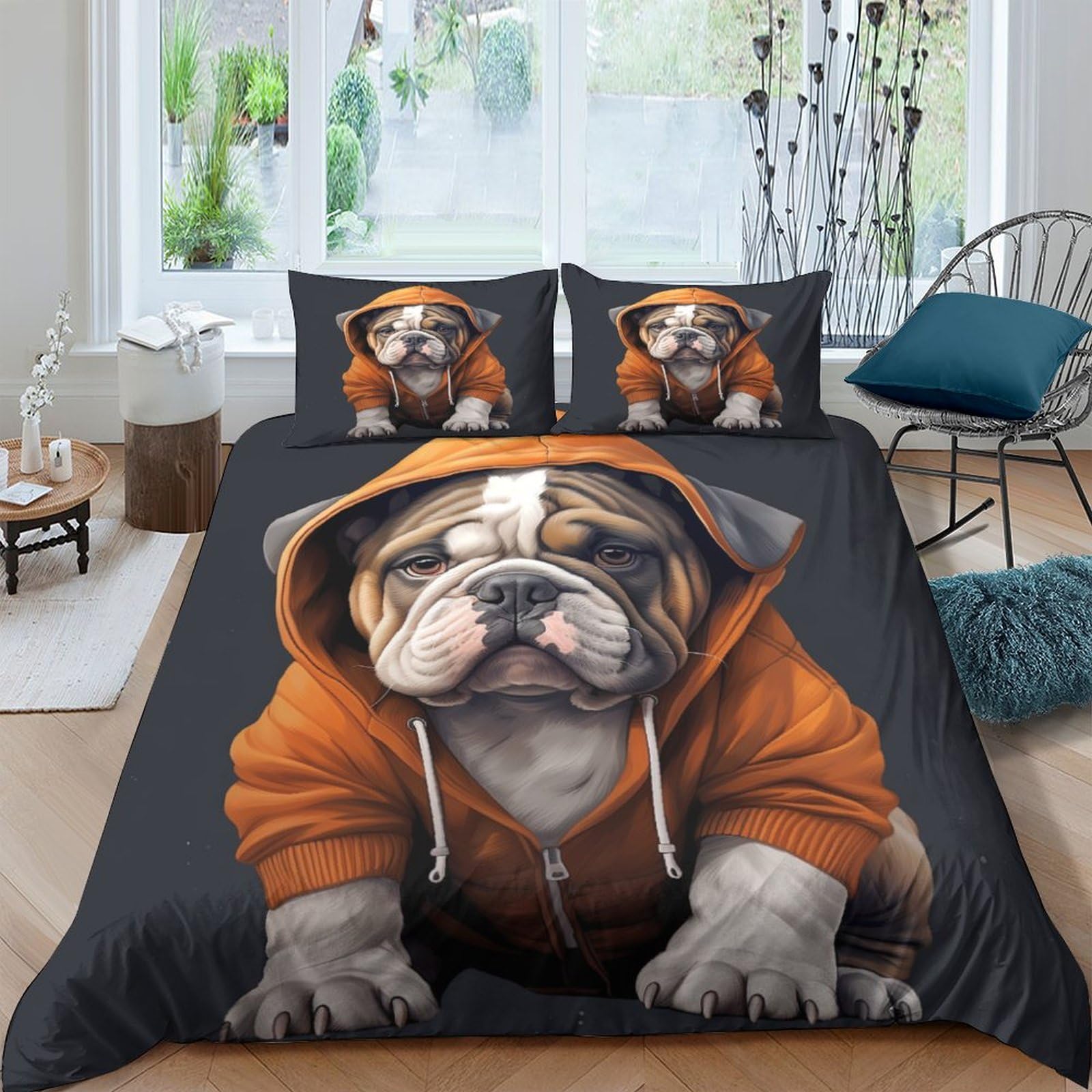 Gparsddio Style-8 English Bulldog Duvet Cover Sets 3 Pcs Hotel Quality Quilt Cover Bed Sets Bed Covers With Pillowcases With Zipper Closure Breathable Stylish Comforter Double（200X200cm）