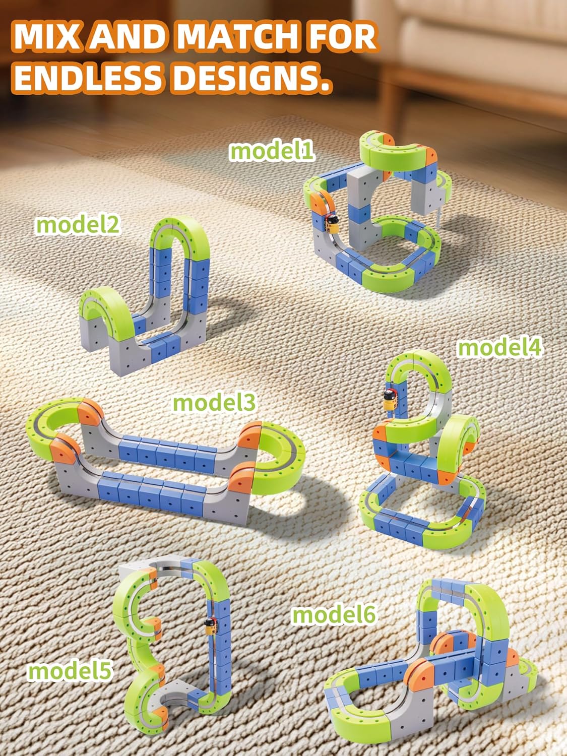 69PCS Electric Magnetic Train Track Sets – DIY Race Car Track Building Kits with Train and Traffic Signs, 3D STEM Toy for Toddlers and Kids, Boys and Girls Ages 3-8, Birthday Gift (Medium)