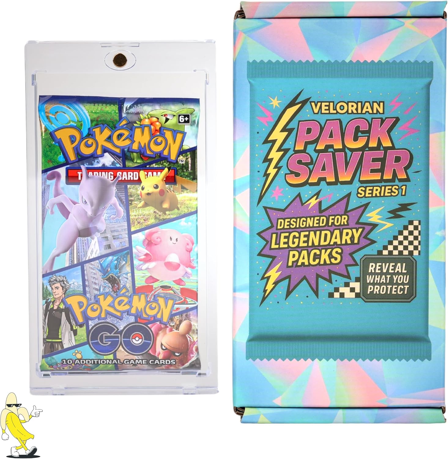 Velorian Premium Booster Pack Protector Case - Magnetic UV Display Holder for Standard Size Trading Card Packs - Built for TCG, Sports Cards, Vintage & Rare Collectibles - 3-Pack