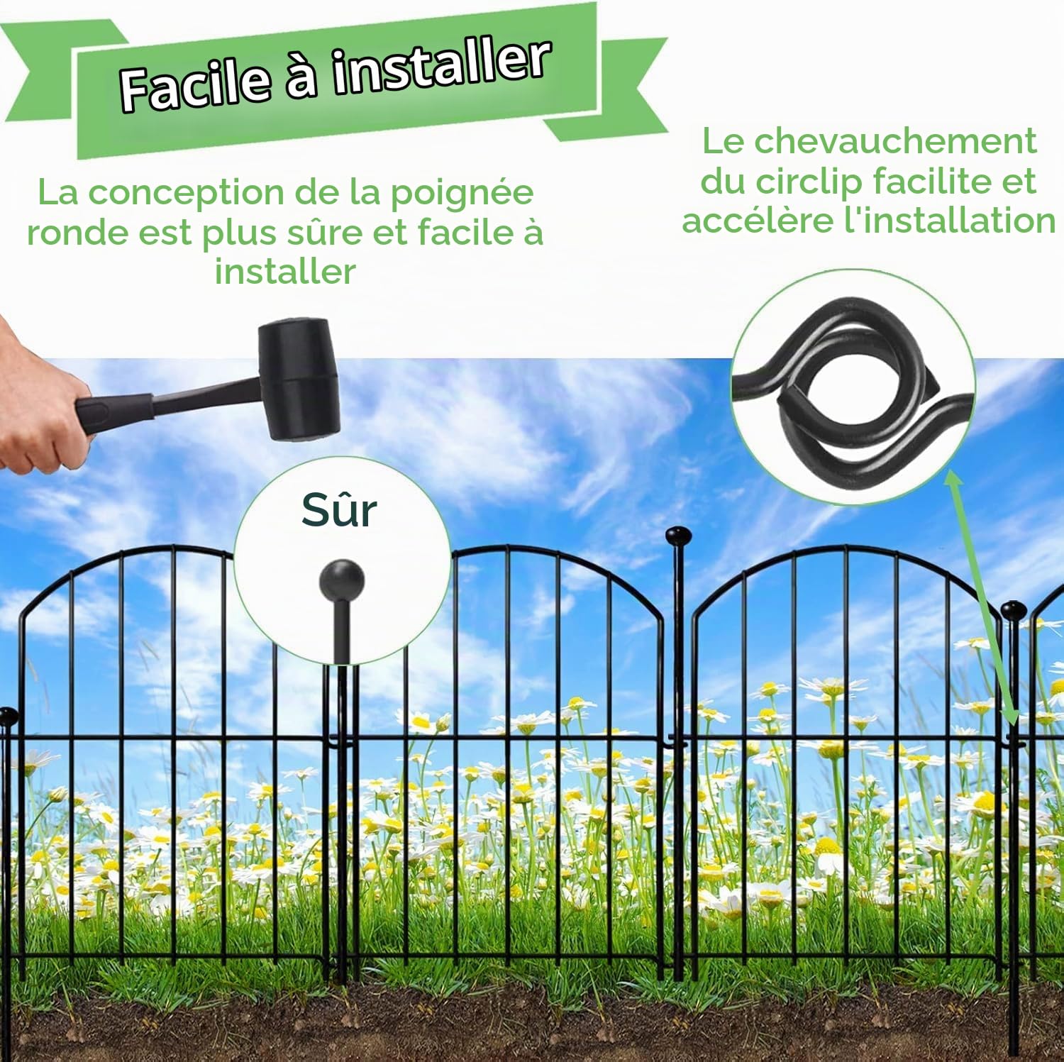 Clôture Jardin Métal Décoratif 32x43 cm – Lot de 10 Panneaux Pliables,Clôture à planter,Enclos d'étang,pour Parterre, Cour & Barrière Animaux