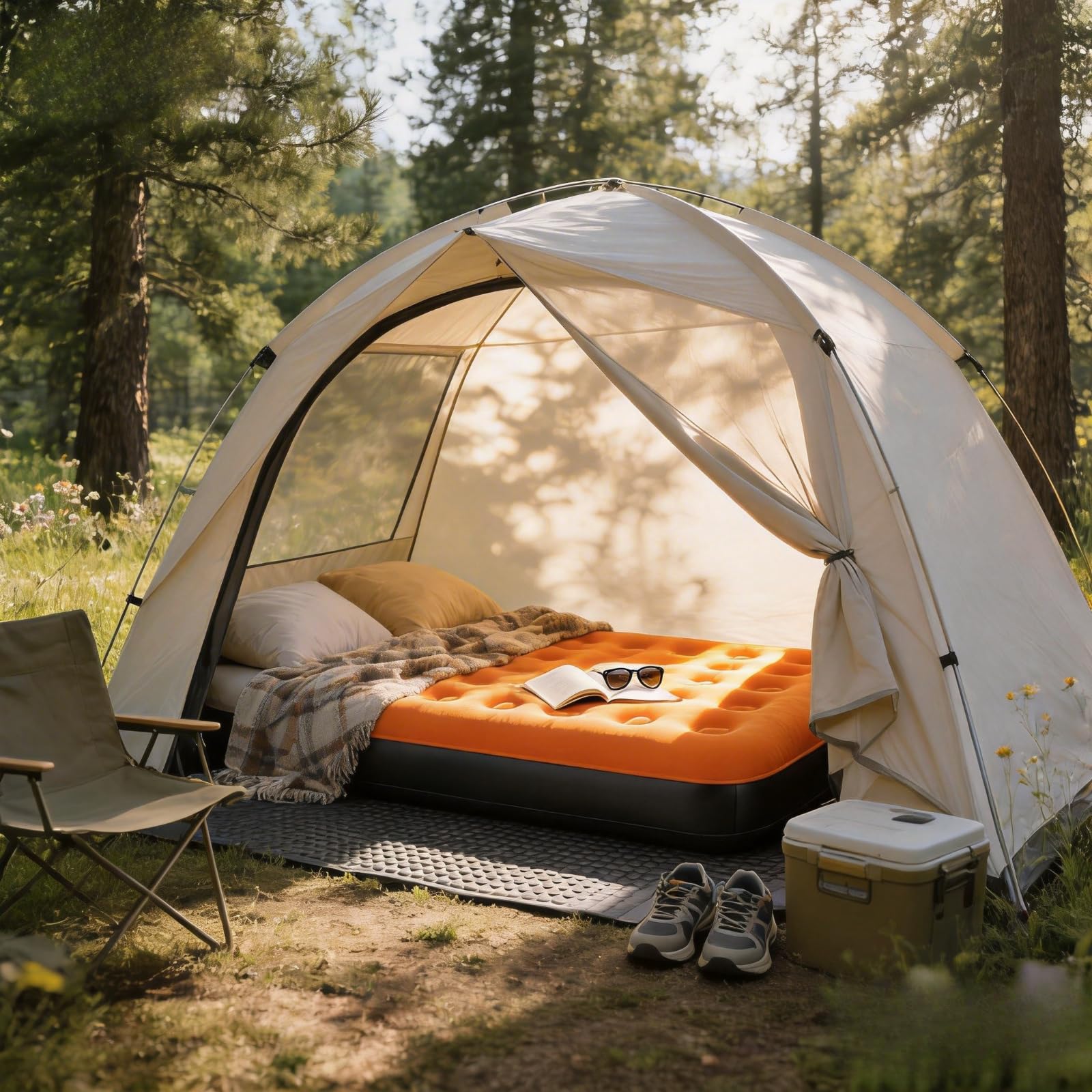 Luxchoice Lit Gonflable 2 Personnes pour Camping avec Portable Pompe 3 Minutes Gonflage et dégonflage Automatiques Matelas Gonflable électrique pour Voyage Indoor ou Outdoor