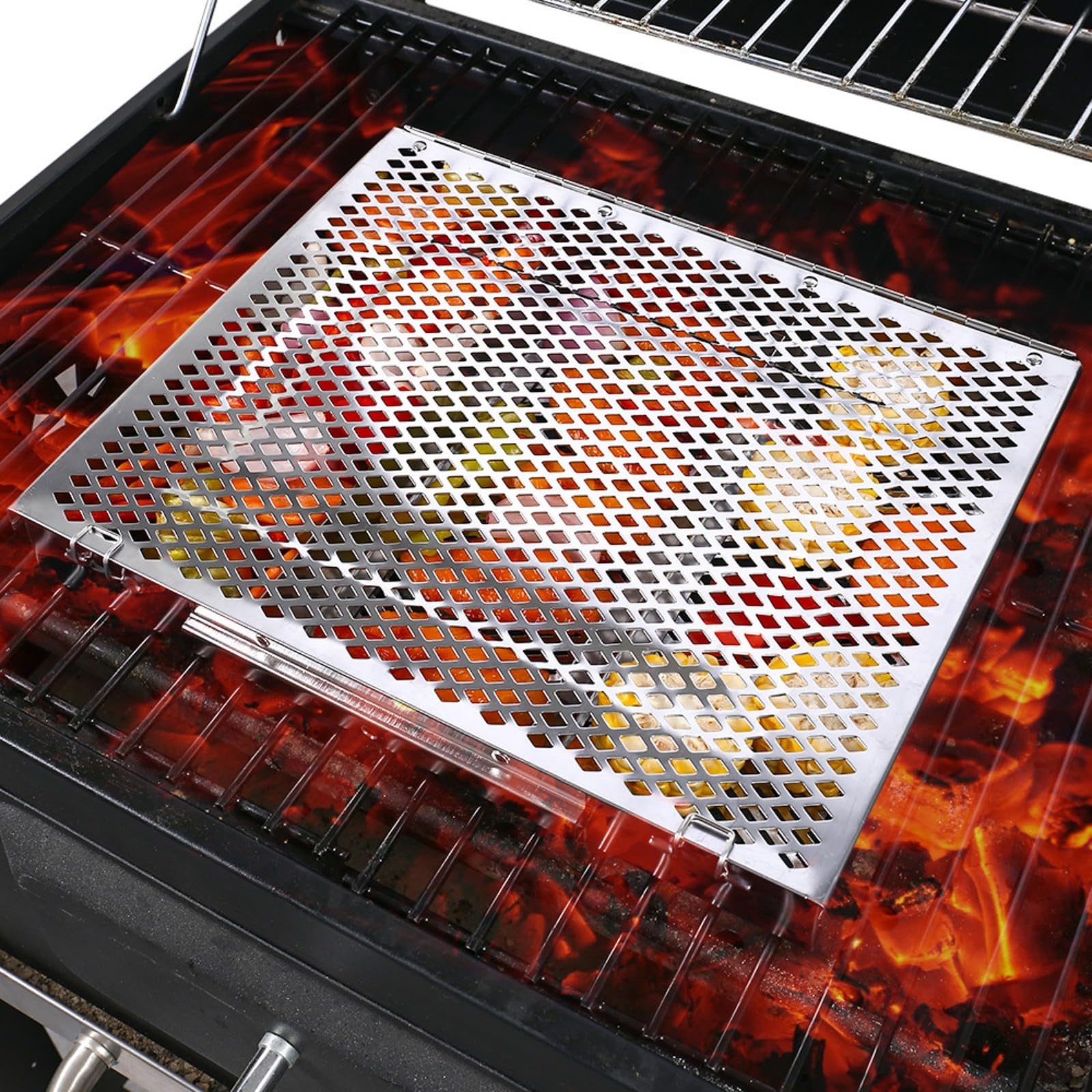 Parrilla rectangular antideslizante, utensilios de barbacoa para pescado, carne, verduras, fácil de limpiar, accesorios de barbacoa, bandeja rectangular para barbacoa