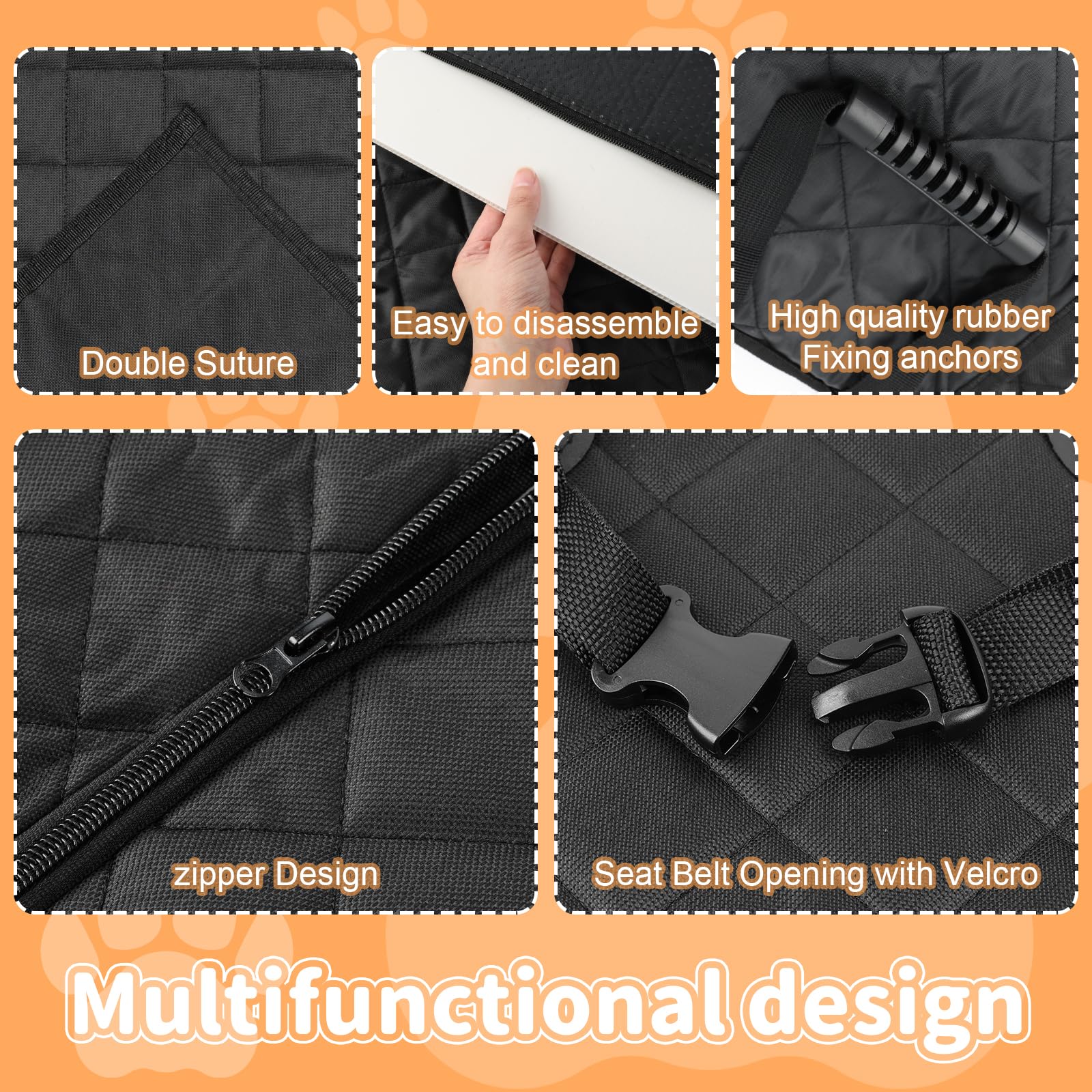 Protector de Asiento para Mascotas, Funda Coche Perro | con Ventana de Malla Visible y Protección Lateral para la Mayoría de Coches, SUV