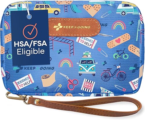 Miniatura 11 de Kit de primeros auxilios de viaje Keep Going para niños, 130 unidades, para bolso, bolsa de pañales, mochila y maleta, con vendajes sin látex, 7 x 5