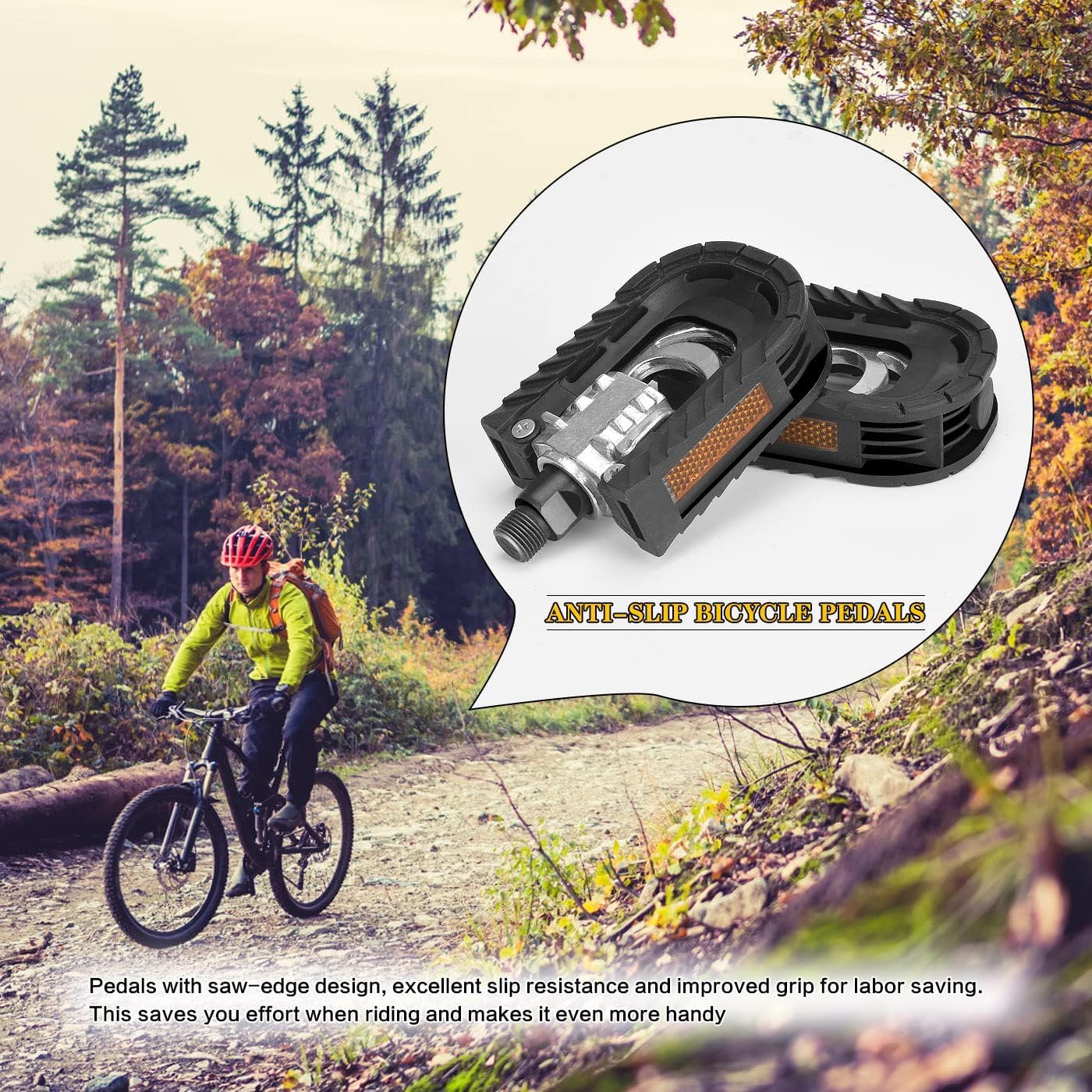 Noosverl 9/16 Pedals Folding Bike Pedals Mountain Non-Slip Flat Pedals - Image 3