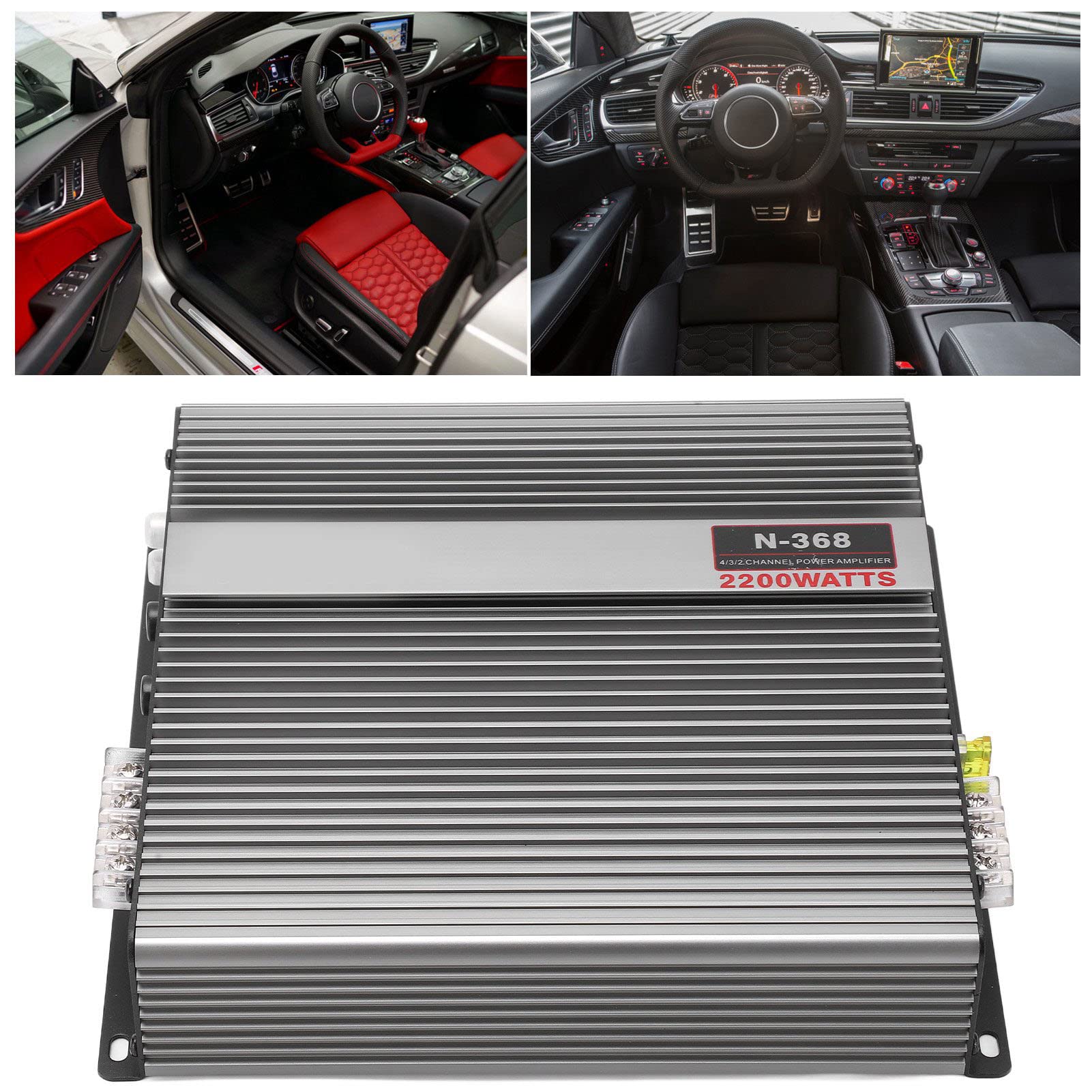 Amplificateur audio de voiture, 12 V 2200 W argenté universel amplificateur stéréo de voiture amplificateur de caisson de basses audio pour automobile