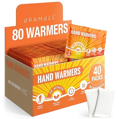 Bramble 80pcs Hand Warmers (40 Packs), Pocket Glove Warmers - Suitable for Outdoor Activities, Hiking, Golf, Football Spectators, Lasts 8 Hours +