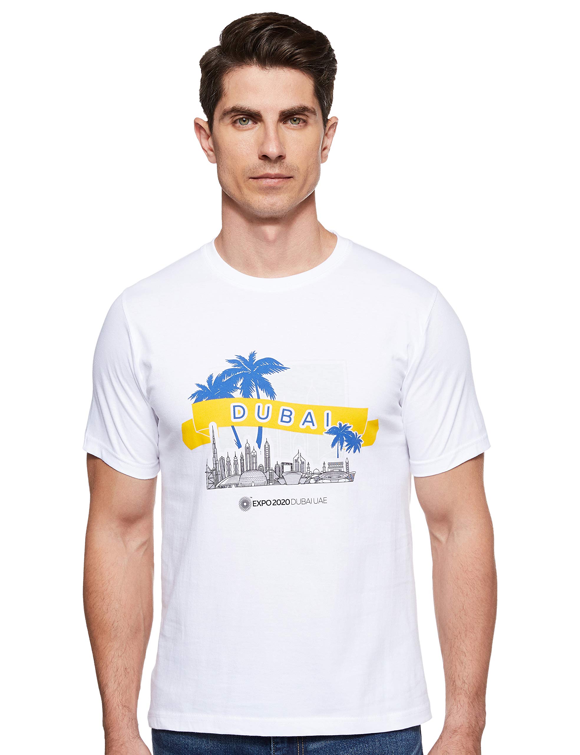 Expo 2020 Dubai Unisex Adults Color Changing In The Sun Dubai Skyline Beach T-shirt, Multicoloured