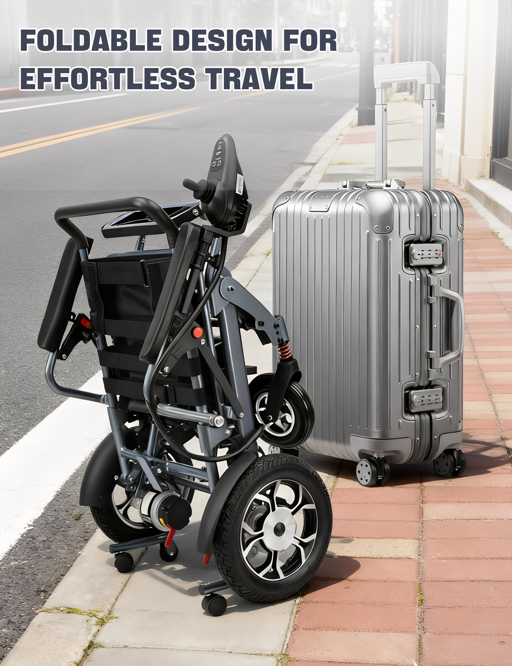 Sillas de Ruedas Eléctricas Plegables Ligeras para Mayores, Autonomía 25 km | Motor 500 W, Batería Extraíble 13 Ah, Capacidad 150 kg, Todo Terreno, Frenado Electromagnético, Silla Ruedas Motorizada