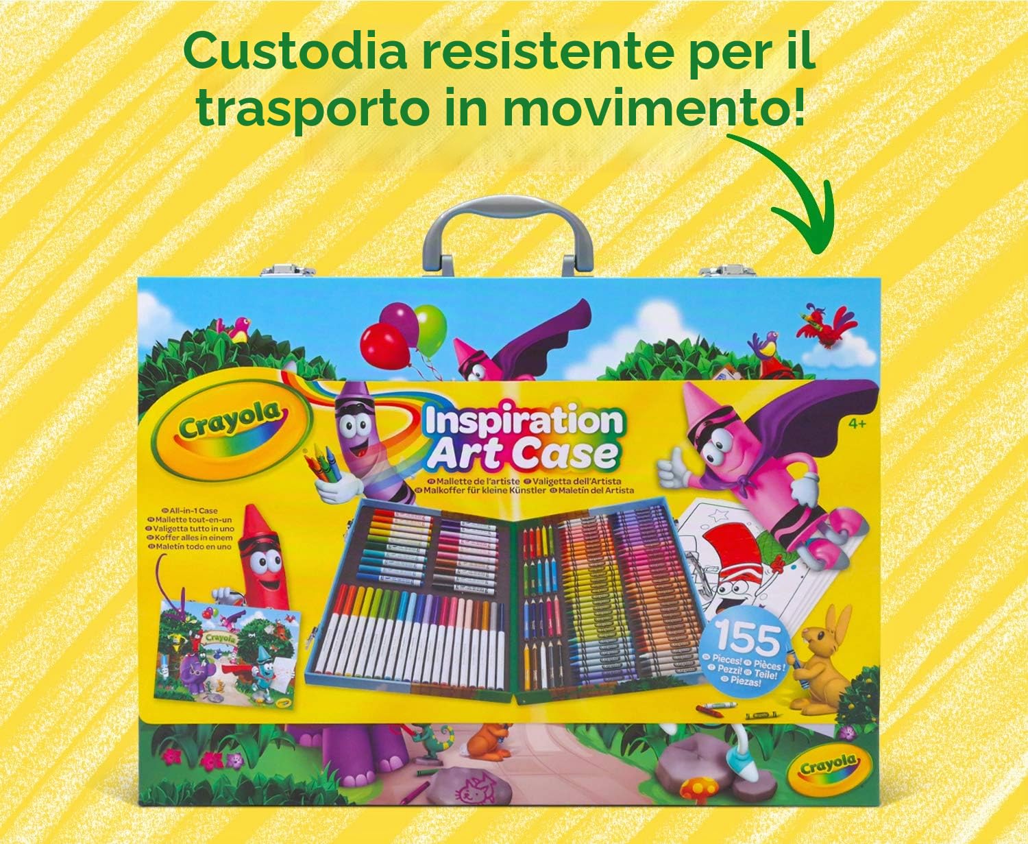 CRAYOLA Valigetta dell'Artista; 155 pezzi, Supertips Pennarelli Lavabili, Regalo per bambini, età 4,5,6+, Attività creative, Matite colorate, Pastelli a cera, Fogli da colorare