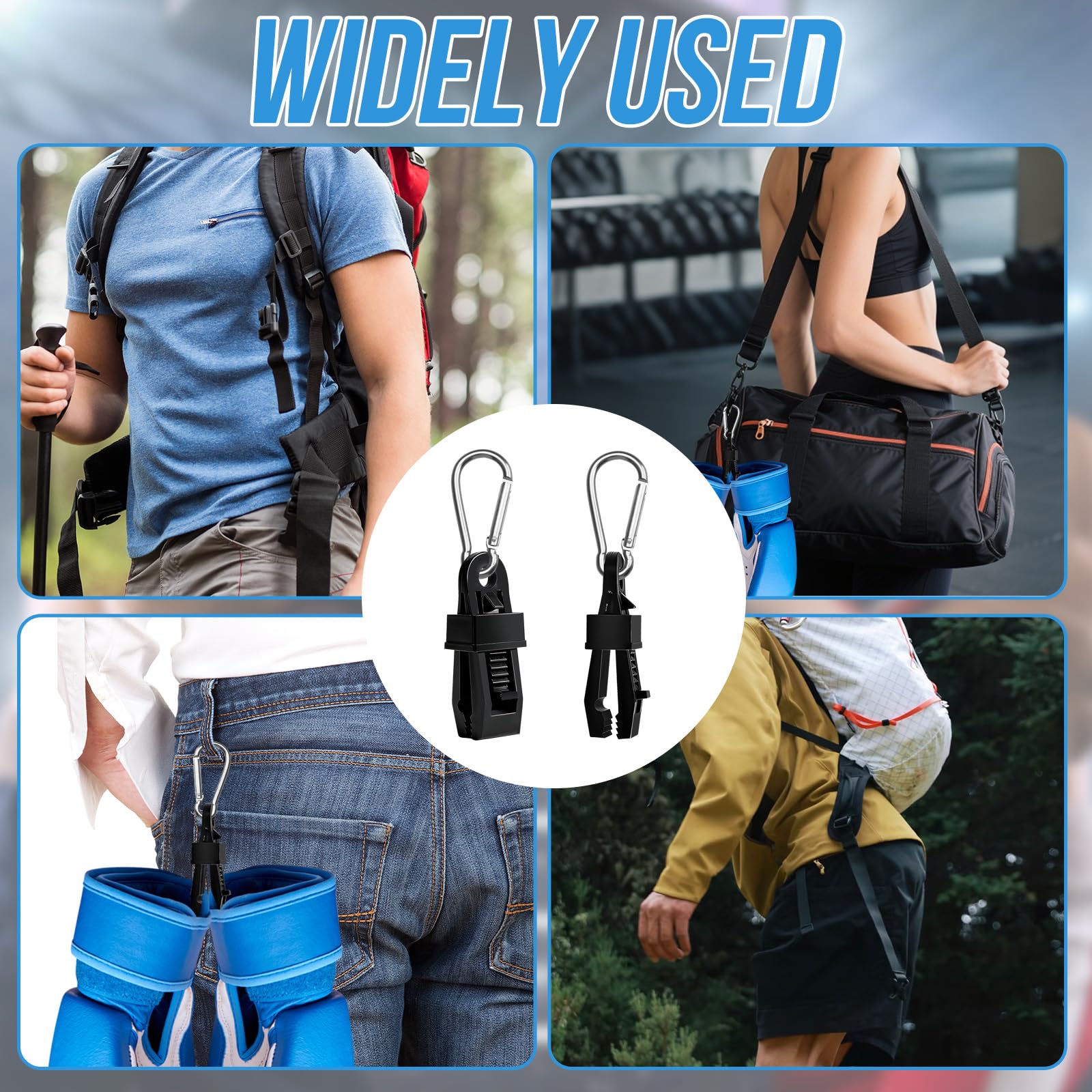 2 Soportes metálicos para de Boxeo | Mosquetón Resistente para asegurar y Transportar de MMA y Muay Thai en Mochilas, Bolsos, Equipaje o Bolsas de Gimnasio | Organizador de Accesorios Boxeo Clip