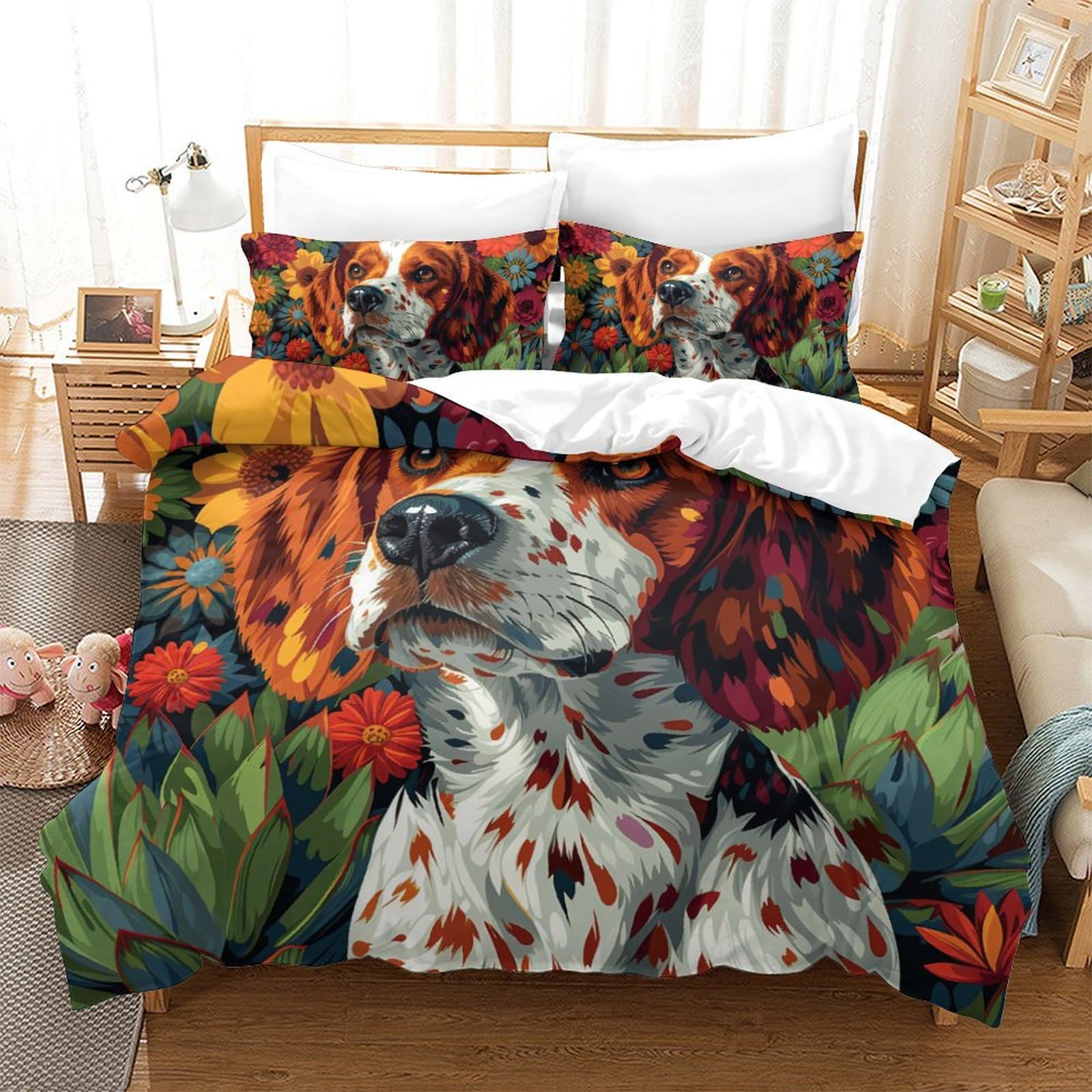 Parure de lit chien 3D en microfibre pour créer un cocon douillet dans une chambre d'ado