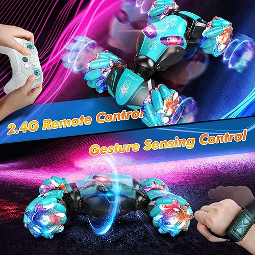 Miniatura 2 de Auto de acrobacias RC con detección de gestos, 4WD controlado a mano de 2.4 GHz, control remoto de deriva para niños y niñas de 6 a 8 a 12 años,