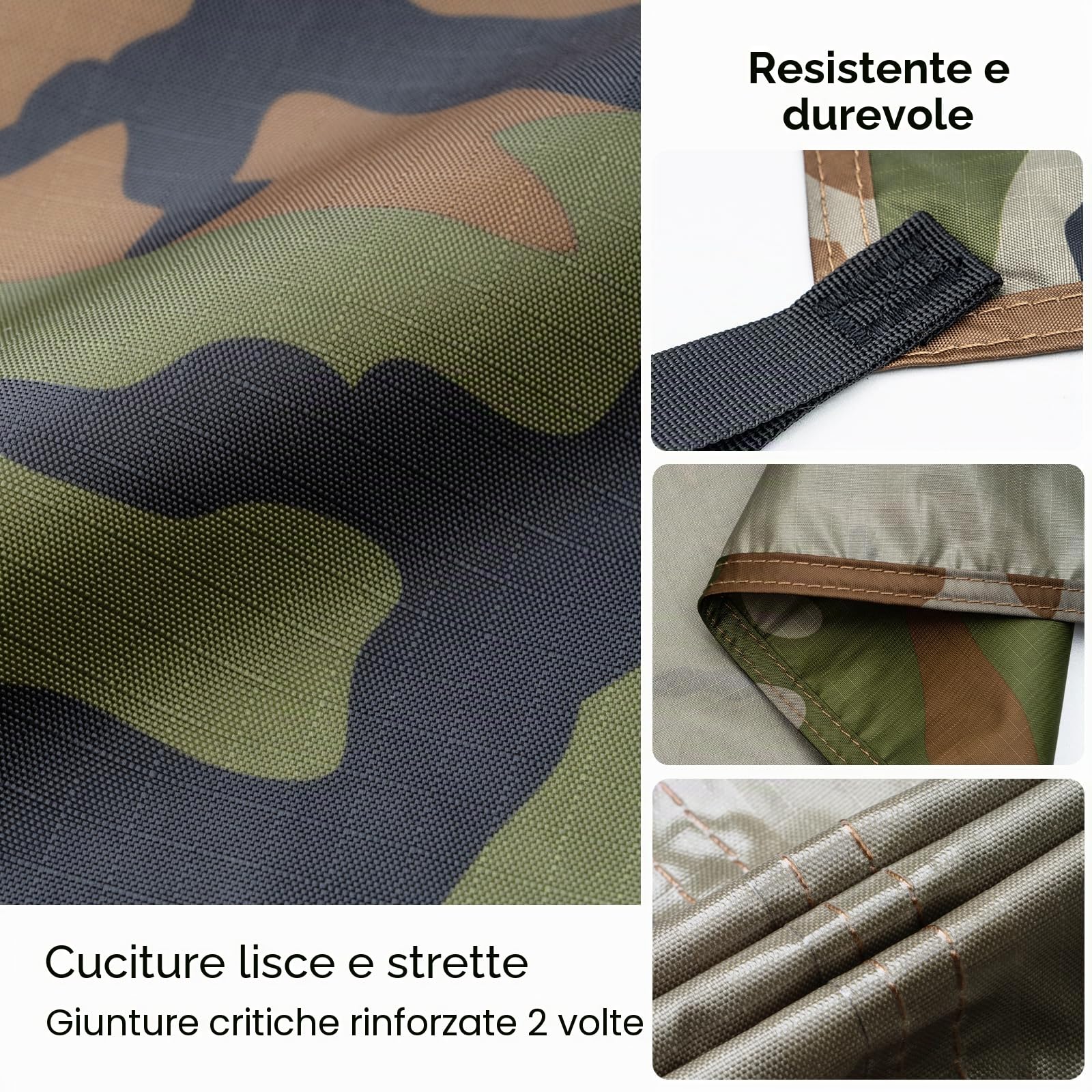 FREE SOLDIER Telo da Campeggio Impermeabile Tenda Amaca Grande Telo Telone Portatile Tettoia Anti-UV Tenda Parasole Tenda Parasole per Campeggio Escursionismo Viaggiare(Mimetico Con Chiodi)