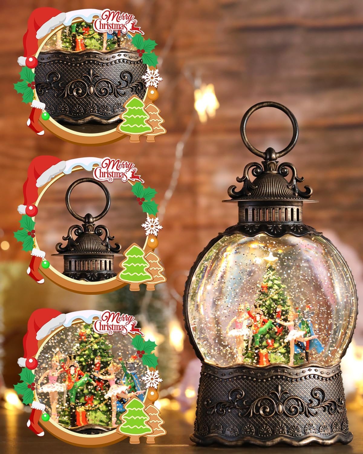 The Nutcracker Snow Globe Lantern for Christmas Decorations, Musical and Luminous,USB or Battery Operated - Image 2