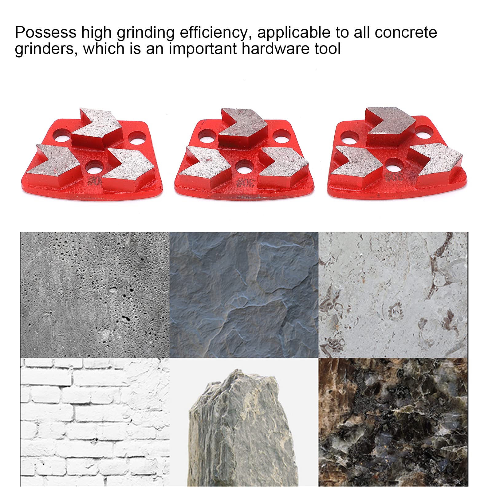 3 Dents de Flèche Rouge 30#, Trapèze de Chaussures de Meulage Diamantées, efficacité de Meulage élevée pour Meuleuses à Béton, Tranchante et Résistante à L'usure, Lisse