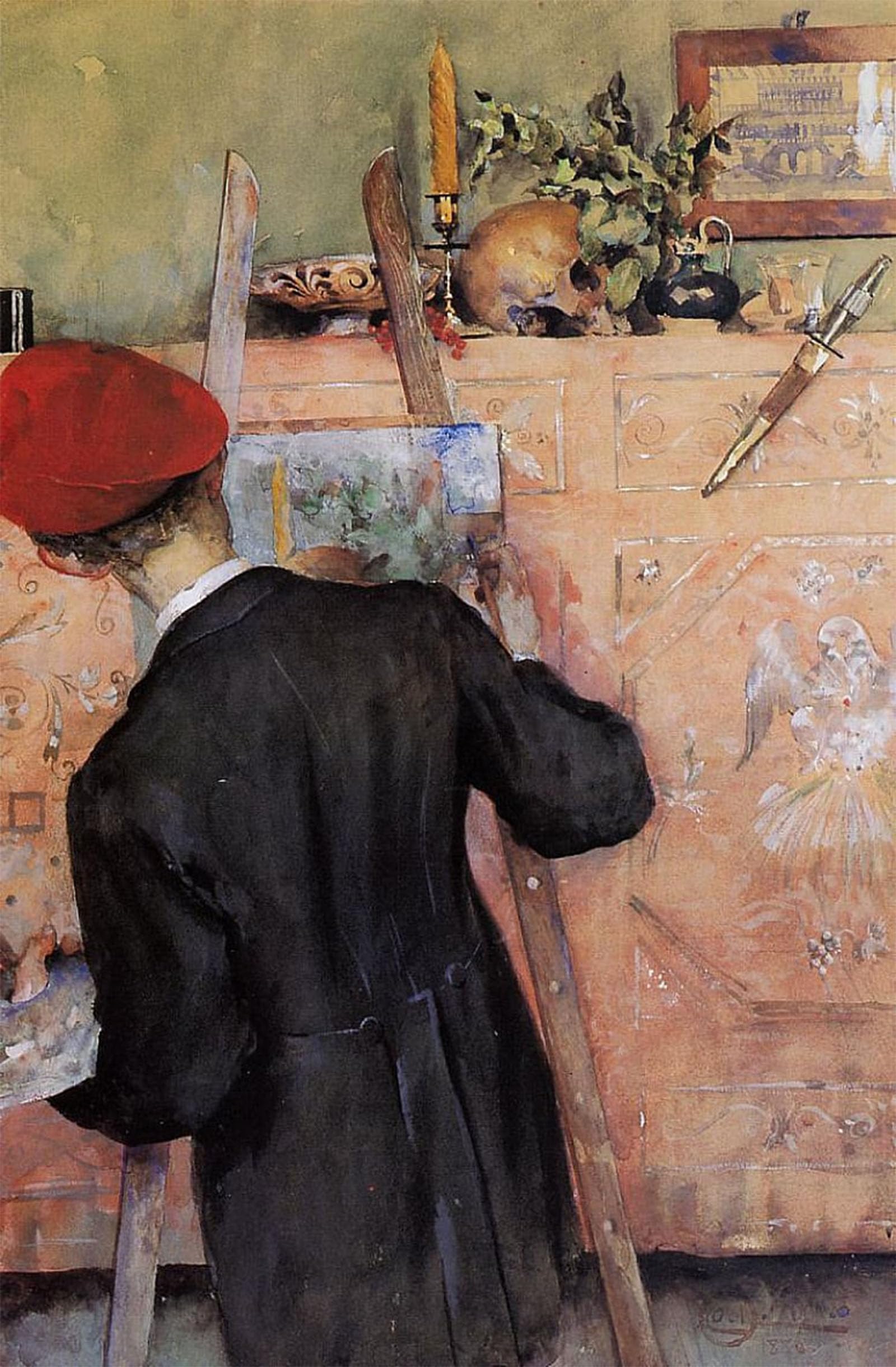 ARTXLXXBN Famous Painting Art Wall Decor Abstract Art Picture The still life painter by Carl Larsson Animal Pictures for Home Decor 60x90cm