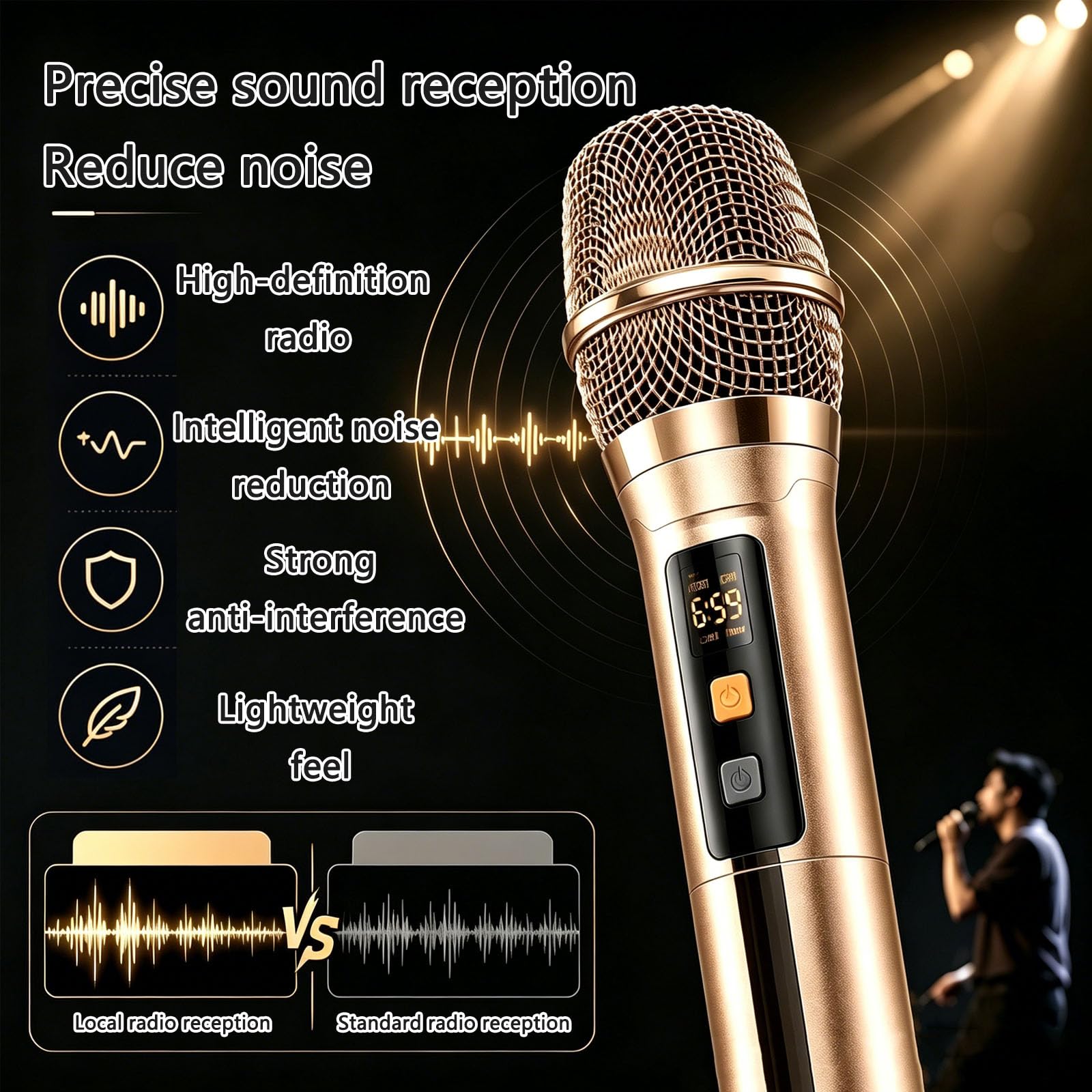 Macchina per Karaoke da 21,5 Pollici, 2 Microfoni Wireless, Sistema Touchscreen Portatile, Altoparlante Stereo Integrato E Bluetooth, Controllo Tramite App per Smartphone