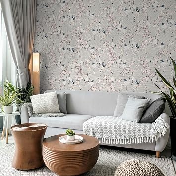 Arthouse Blossom Crane Birds Wallpaper - Pink/Cream 924800