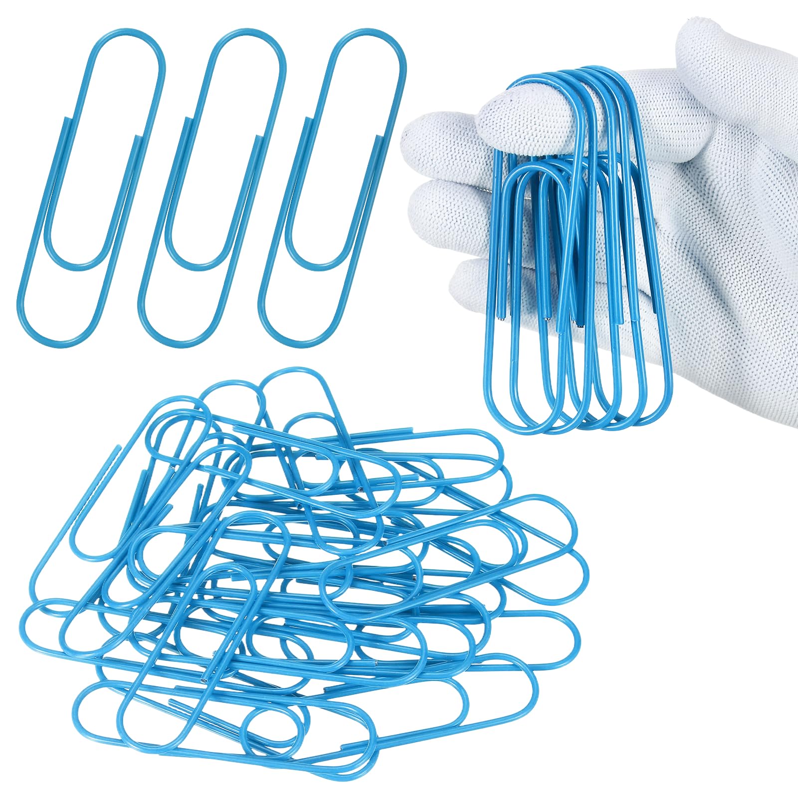 PATIKIL 10cm / 4 Inch Extra Large Paper Clip, 24 Pack Coated Giant Metal Paper Clip Rustproof for Documents DIY Crafts Home Office, Blue