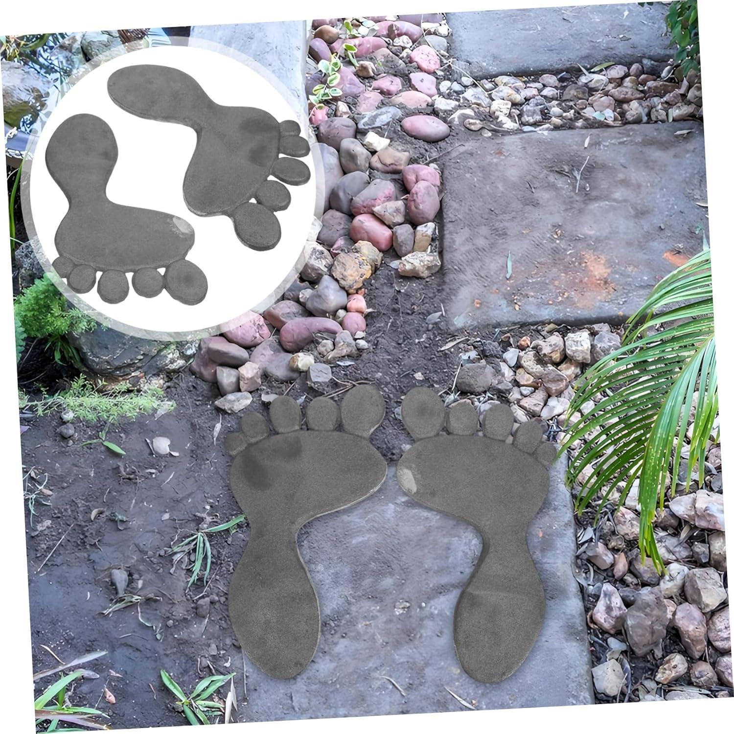 1Pair Decorative Cast Iron Garden Stepping Stones Durable Footprint Mats for Outdoor Walkways Weather Resistant Decor Unique Design for Garden Paths and Courtyards