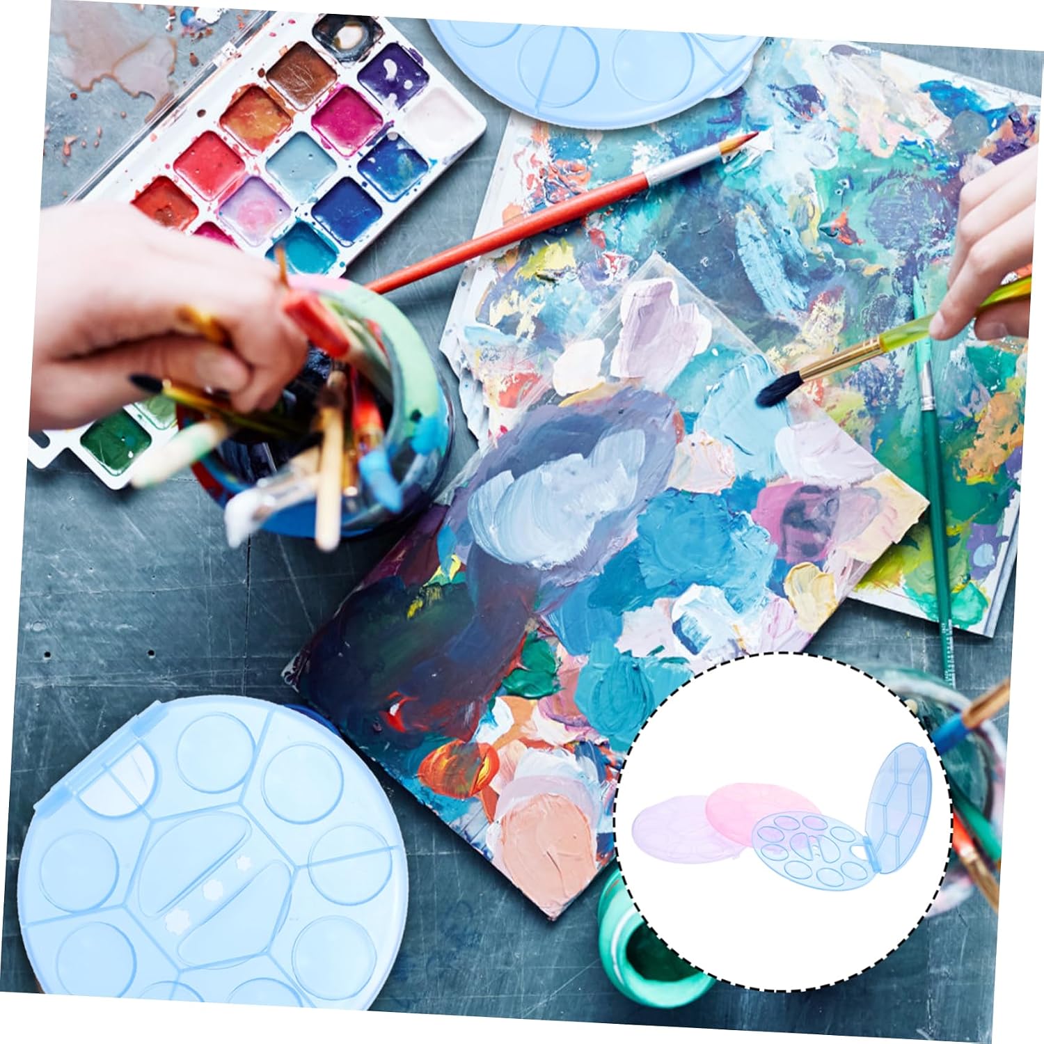 Plastic Color Mixing Tray Set for Painting Crafts 3 Pcs