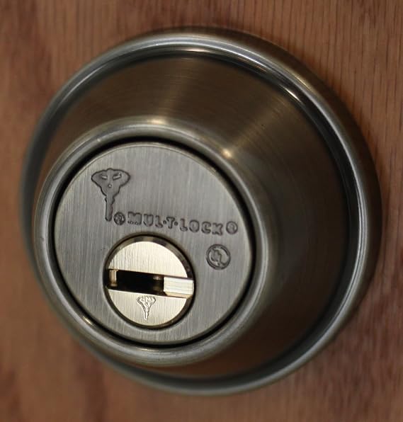 Mul-T-Lock Interactive+ Cronus High Security Grade 2 Single Cylinder Dead-Bolt w/Thumb Turn. Commercial or Residential Metal or Wood Doors (8) Antique Brass - Two Keyed Alike)