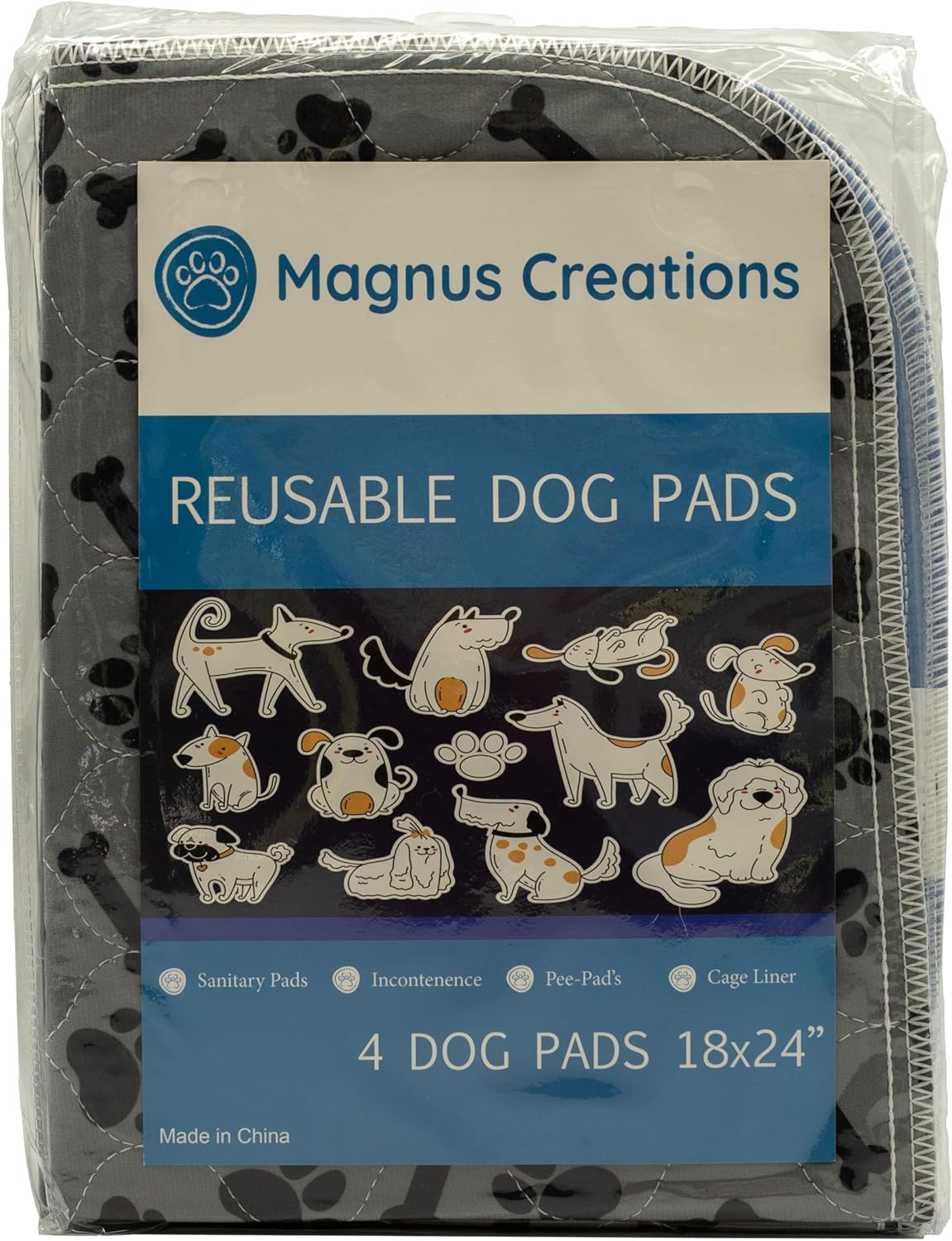 MAGNUS CREATIONS Reusable Puppy Training Pads, (4Pack) Washable Dog