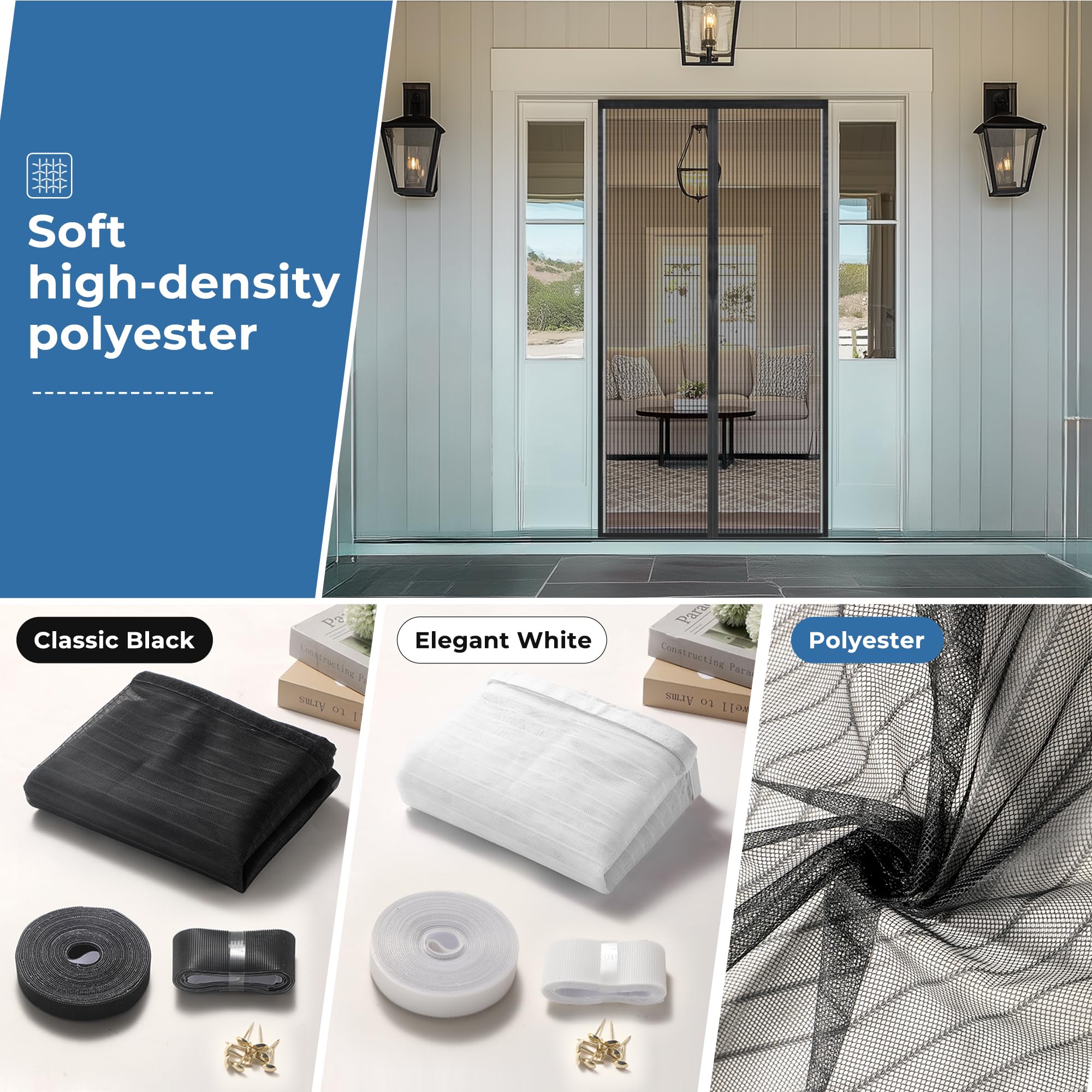 Zanzariera Magnetica Per Porte - 60x240 Cm, Apertura Automatica, Con Barra Di Peso, Nero - Foto 11