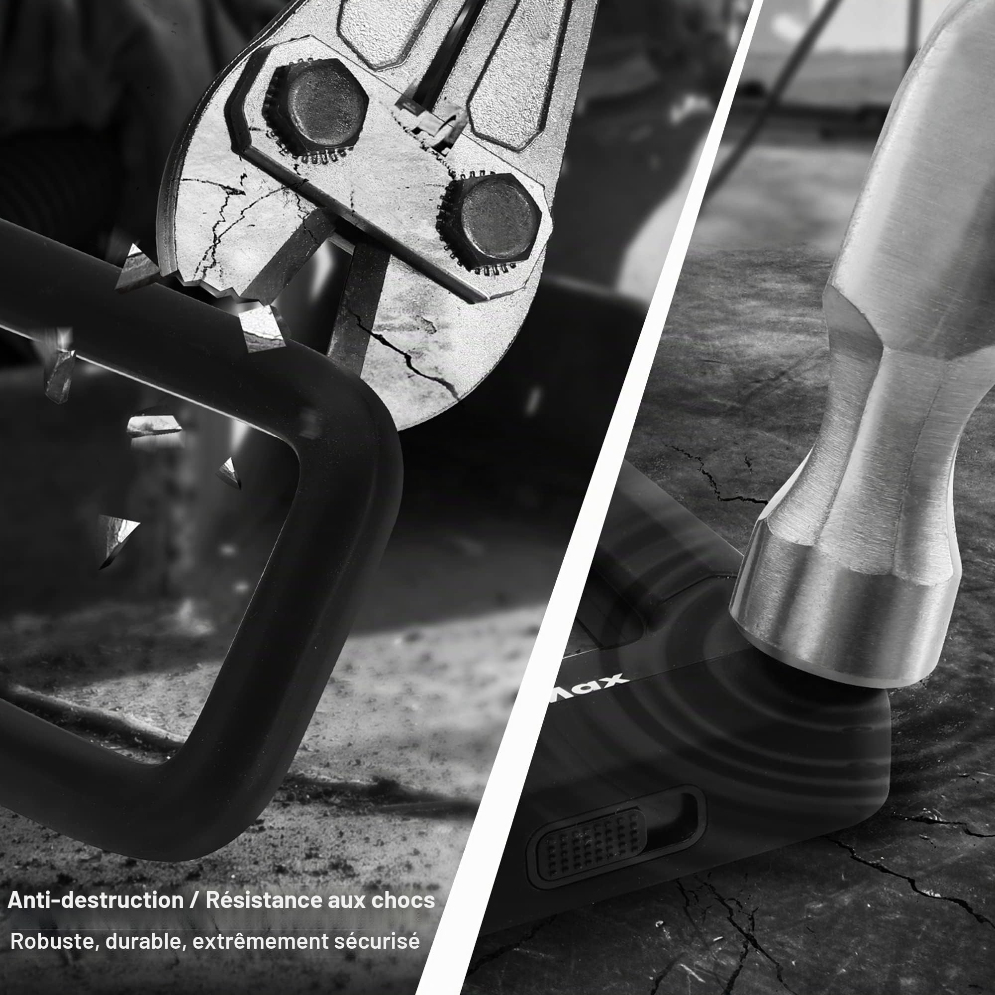 ValueMax Antilvol en U pour Vélo avec Revêtement en Silicone | Antivol de Vélo Noir avec Support de Montage Robuste, Serrure de Vélo avec Sangle pour Bicyclette, Moto