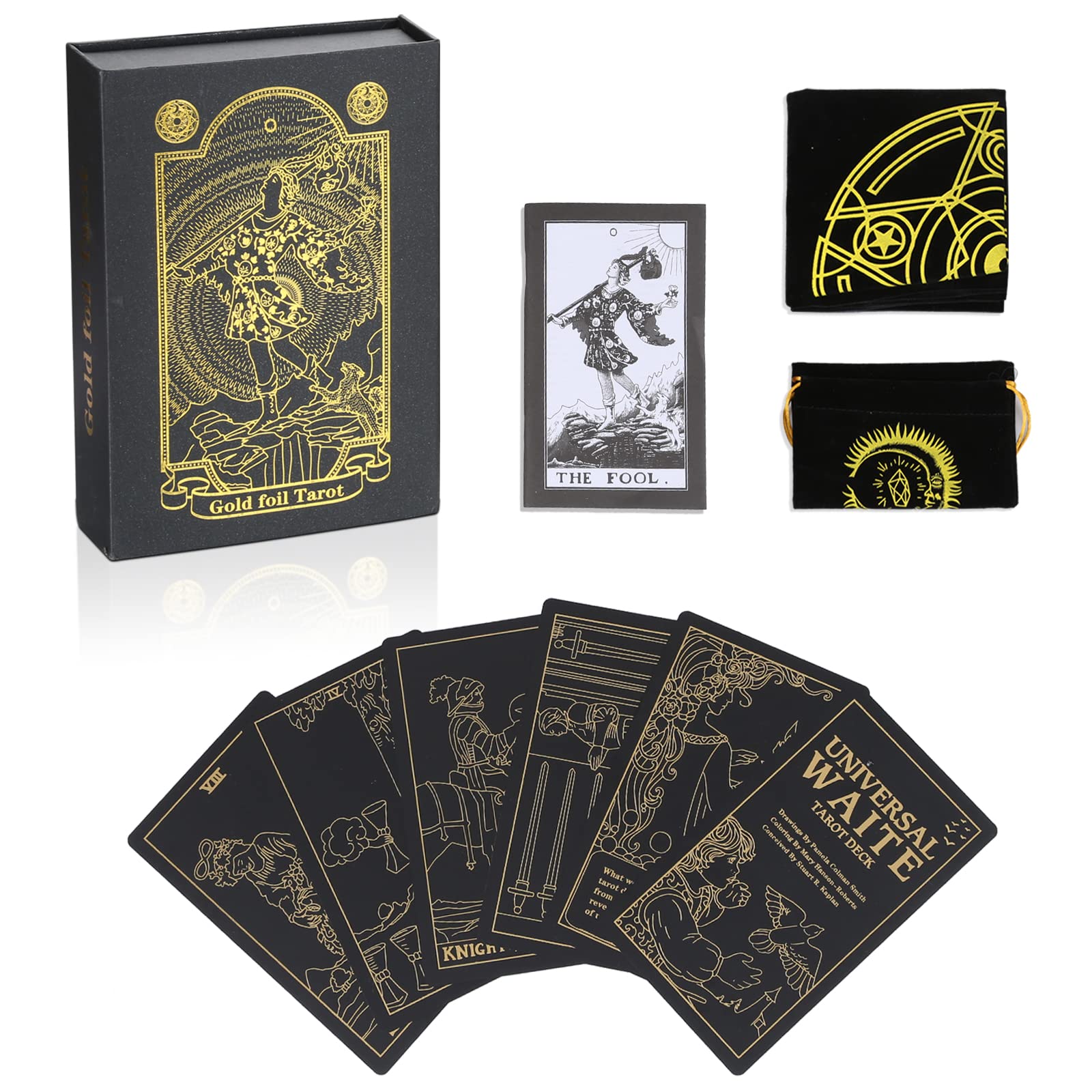 Amazon.com: Moonlit Original Tarot Cards Deck - Tarot Card Set with Tarot  Table Cloth & Linen Carry Bag, Waterproof PVC Holographic 78 Tarot Card Deck  Fortune Telling Divination Tool for Beginners (Black) :
