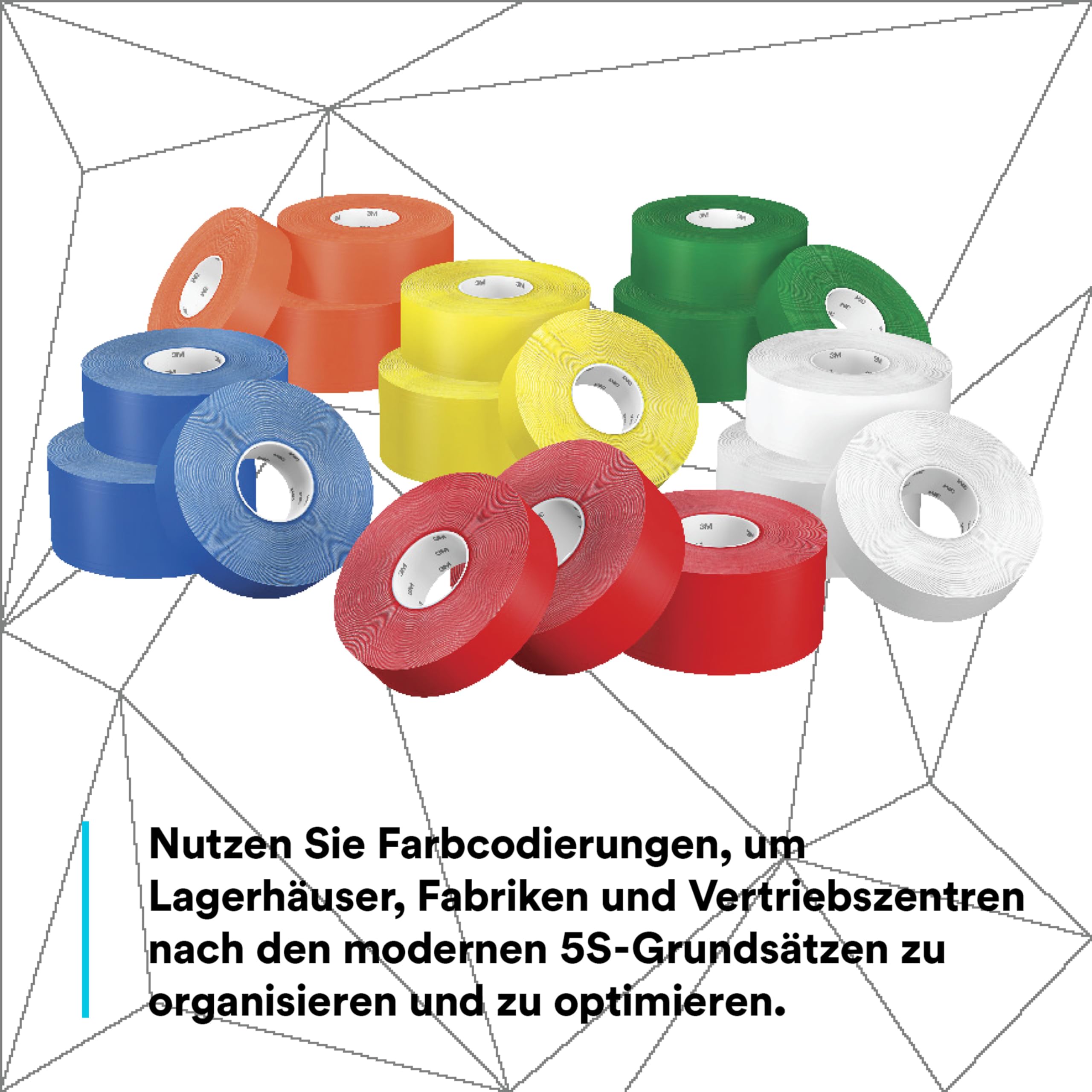 3M Langlebiges Bodenmarkierungsband 971, Blau, 50.8 mm x 32.9 m, 0.43 mm, Einzeln verpackt zur bequemen Entnahme