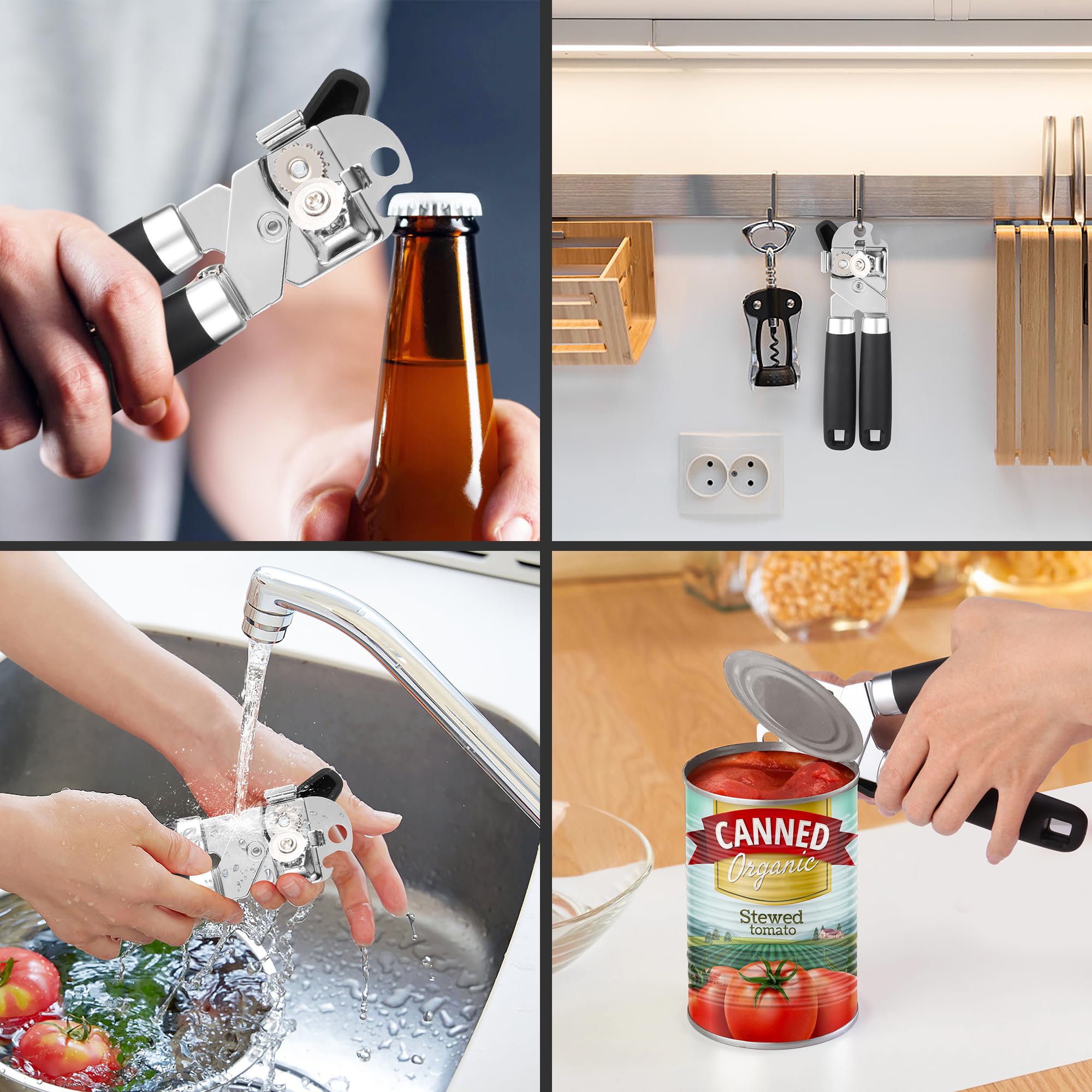 Apriscatole Manuale Hmeuest In Acciaio Inox - Apertura Facile Con Magnete, Manico Antiscivolo Ergonomico, Per Anziani E Artritici - 4