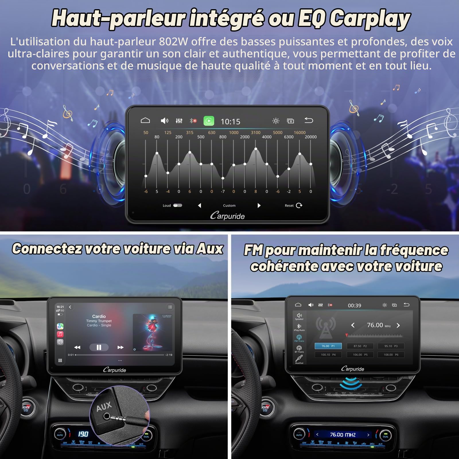 CARPURIDE W701 Pro 7” pour CarPlay et Android Auto avec Double Bluetooth