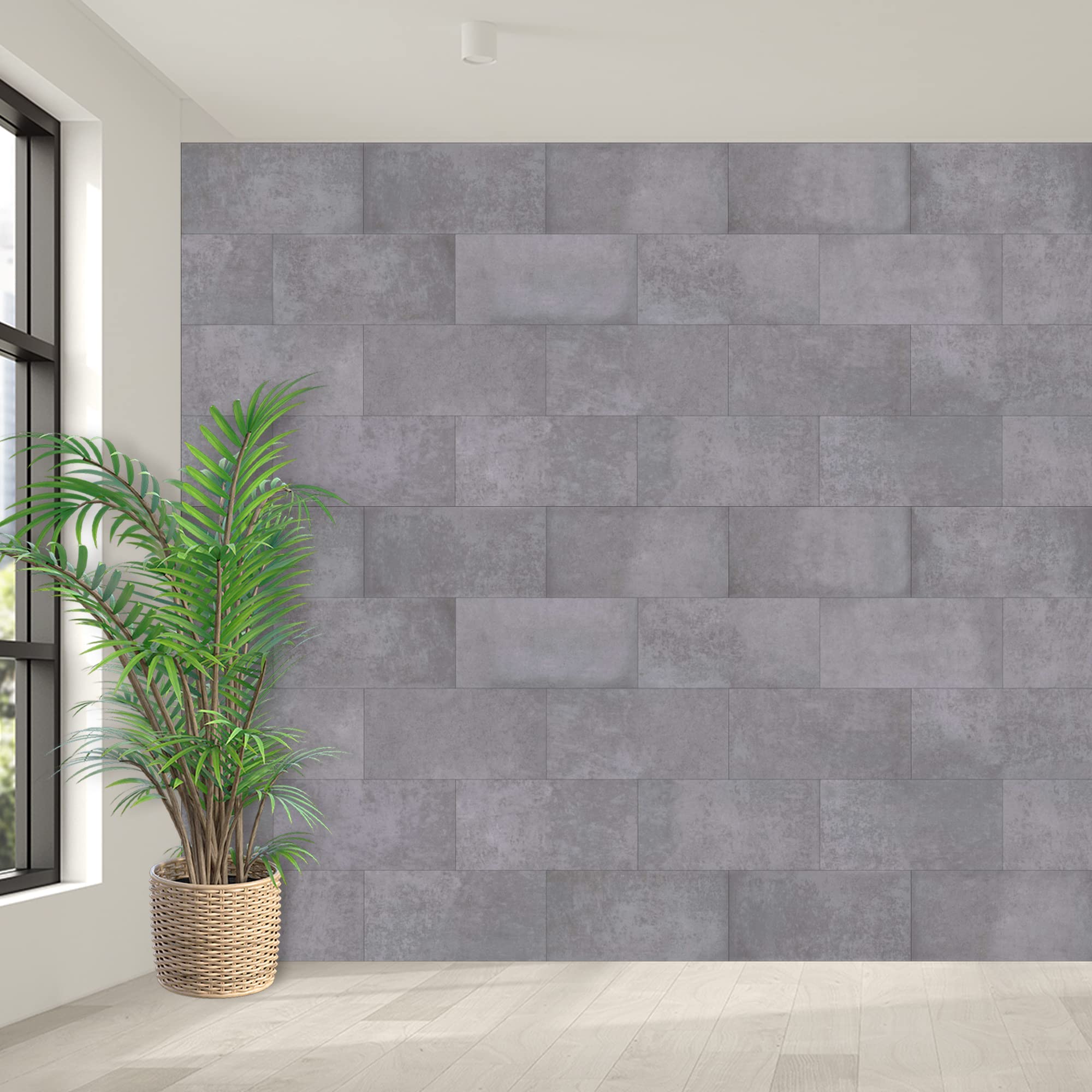 Revestimiento de paredes WellHome Aqua Hormigon Boston , caja 9 lamas, 1,62m2, paneles de 600x300x4 mm