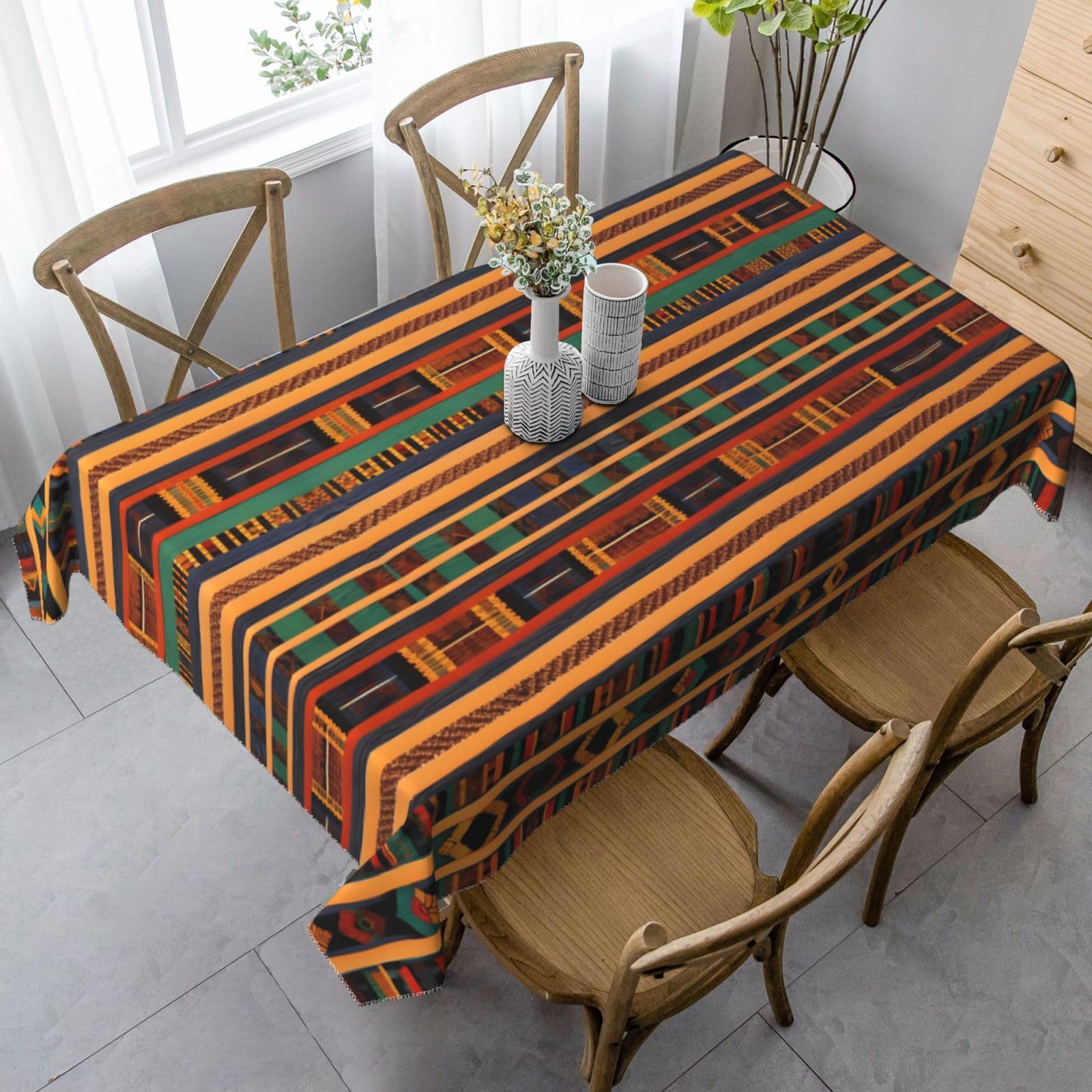 YQxwJL African Weaving Print Tablecloths 55 x 35 Inch,Rectangle Party Table Covers for Dining, Party Wrinkle Free