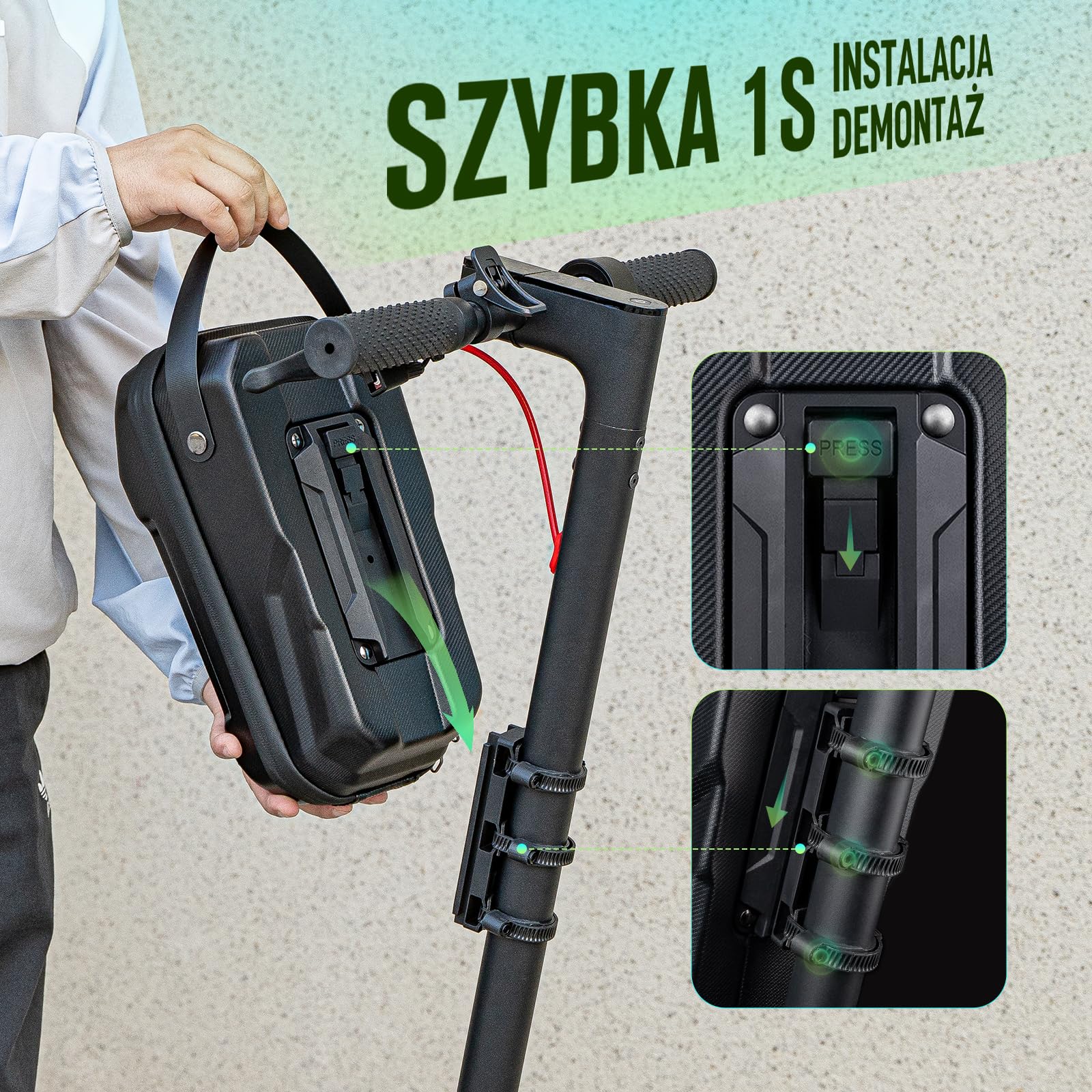 Jeebel 2L/3L/4.5L Torba na Skuter Elektrycznego Wodoodporna EVA z Wersja na Szybkozłączką lub Rzepem, Torba Przednia do Skutera Elektrycznego Xiaomi Mijia/Sedway ES/Roweru Składanego