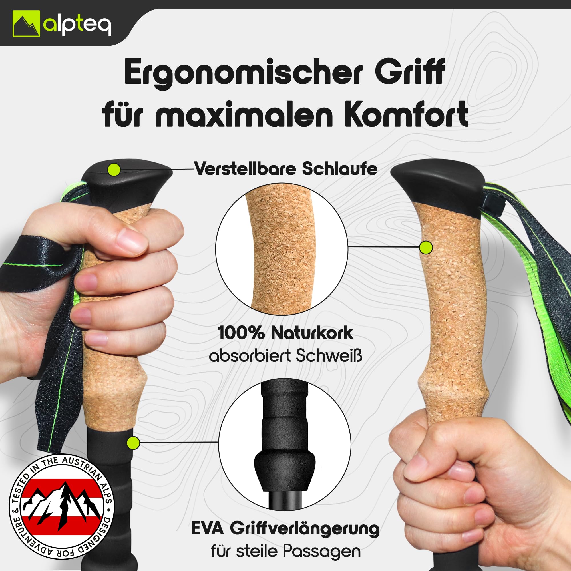Bastones Plegables de Carbono con Ajuste telescópico y Mango de Corcho – Bastones de Trekking y Senderismo ultraligeros para montaña y Marcha nórdica – para Hombre y Mujer
