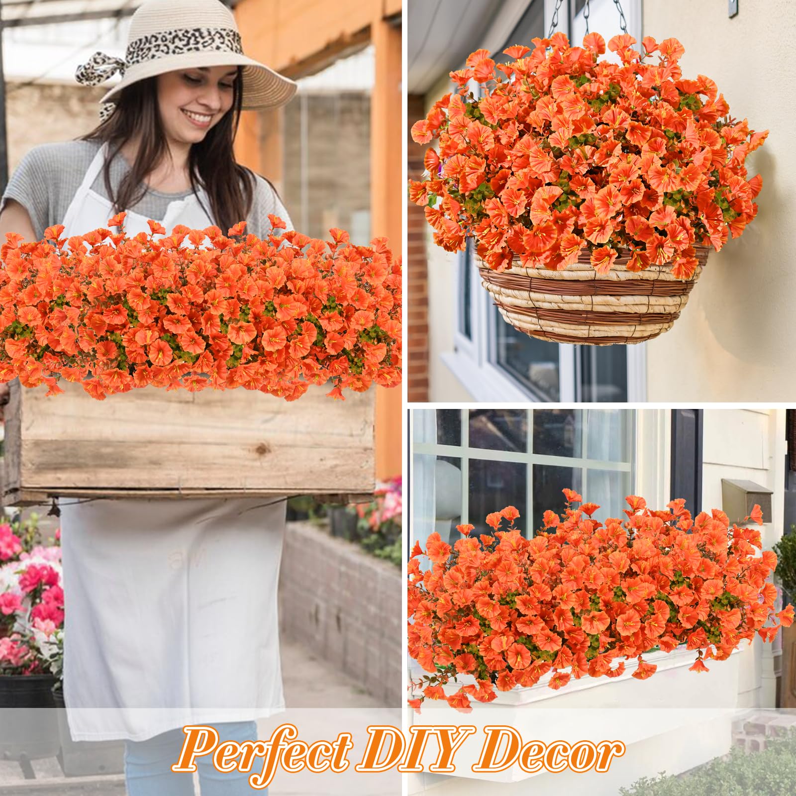 Waipfaru Fiori autunnali artificiali per decorazione, 36 fasci di fiori finti autunnali, petunie artificiali resistenti ai raggi UV, per esterni, decorazione per la casa, portico, vaso non incluso