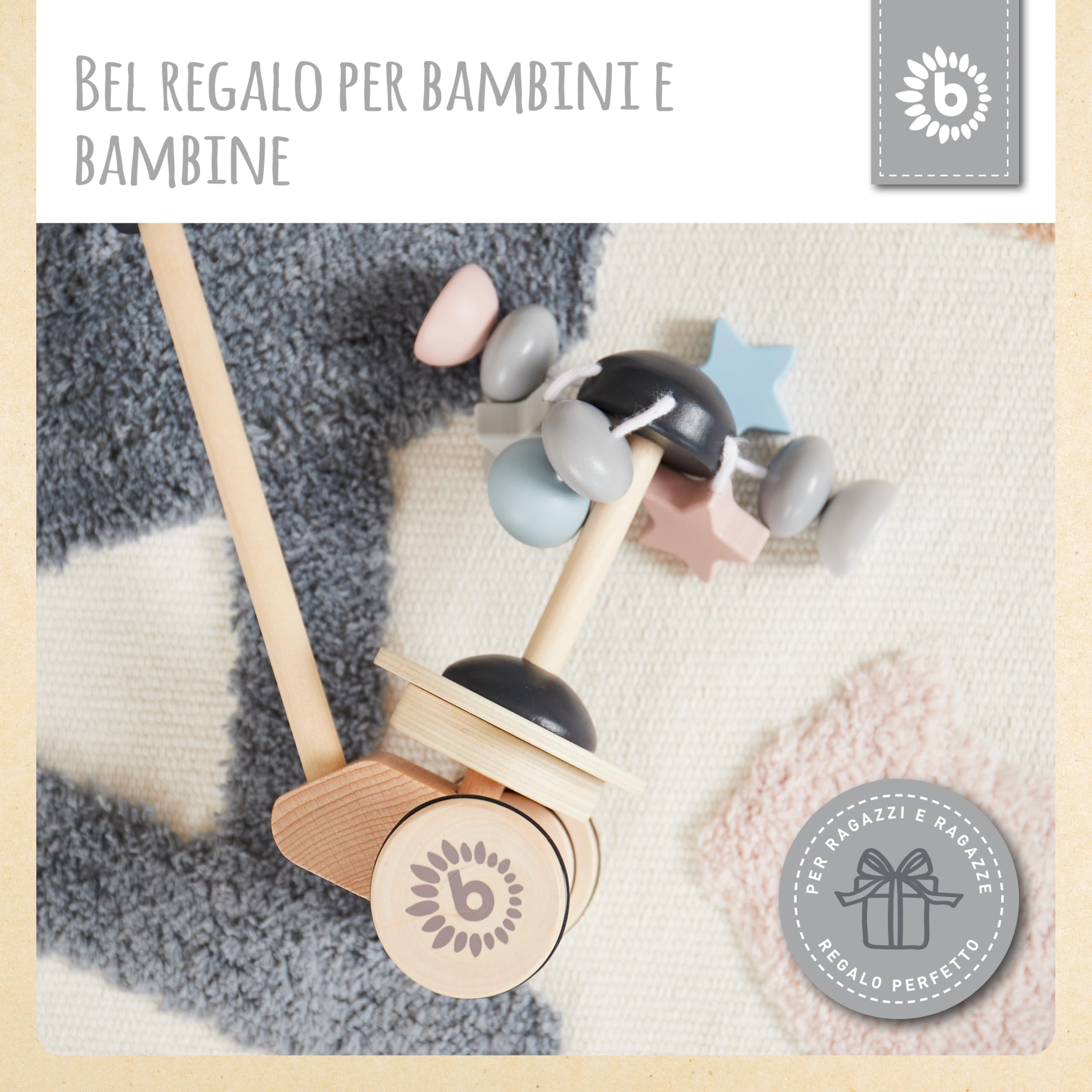 Bieco | gioco trainabile per bambini | ruota in legno | giocattoli trainabili | primi passi con ruote