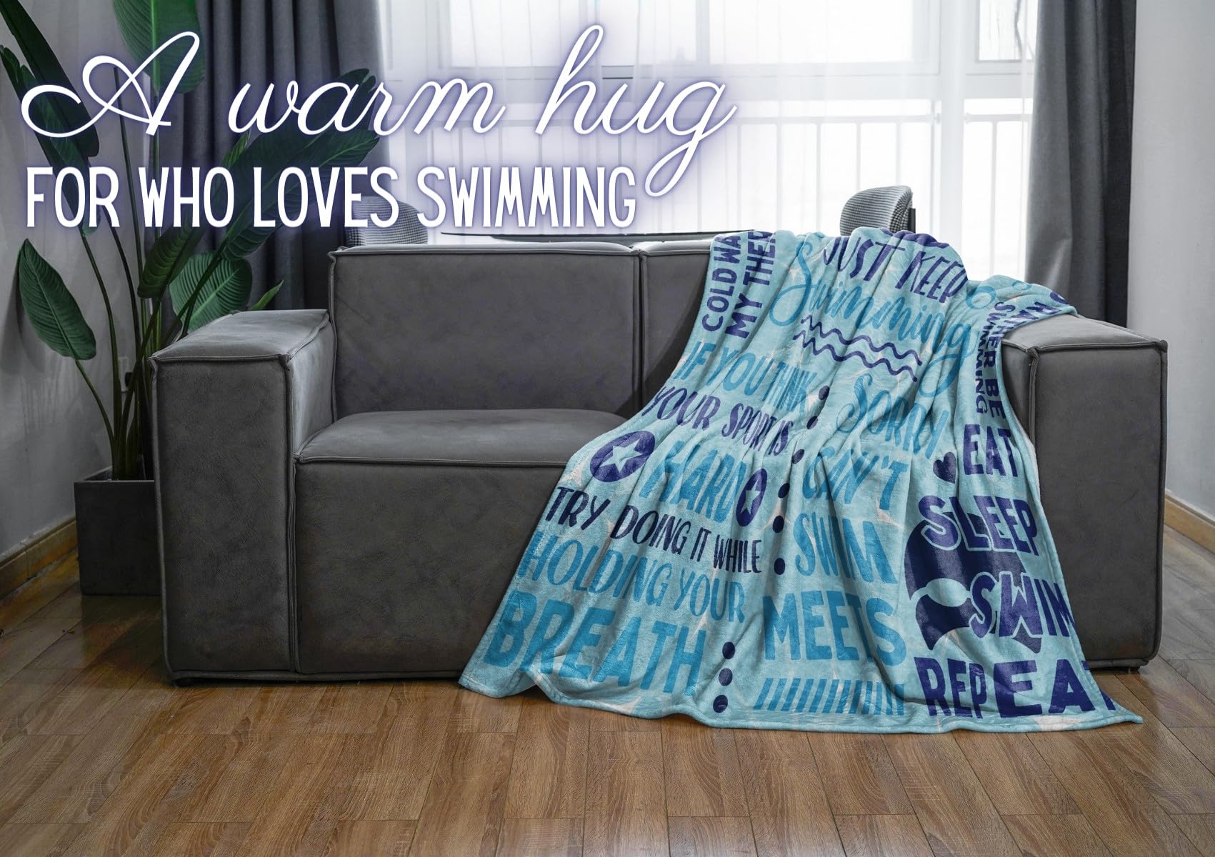 Huglanket Swimming Swimmer Gifts Blanket Throw - Gift for Women, Men, Teen Girls, Teammate, Coach - Just Keep, 50" x 65"