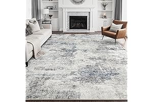 Abstract Grey Blue Area Rug 9x12